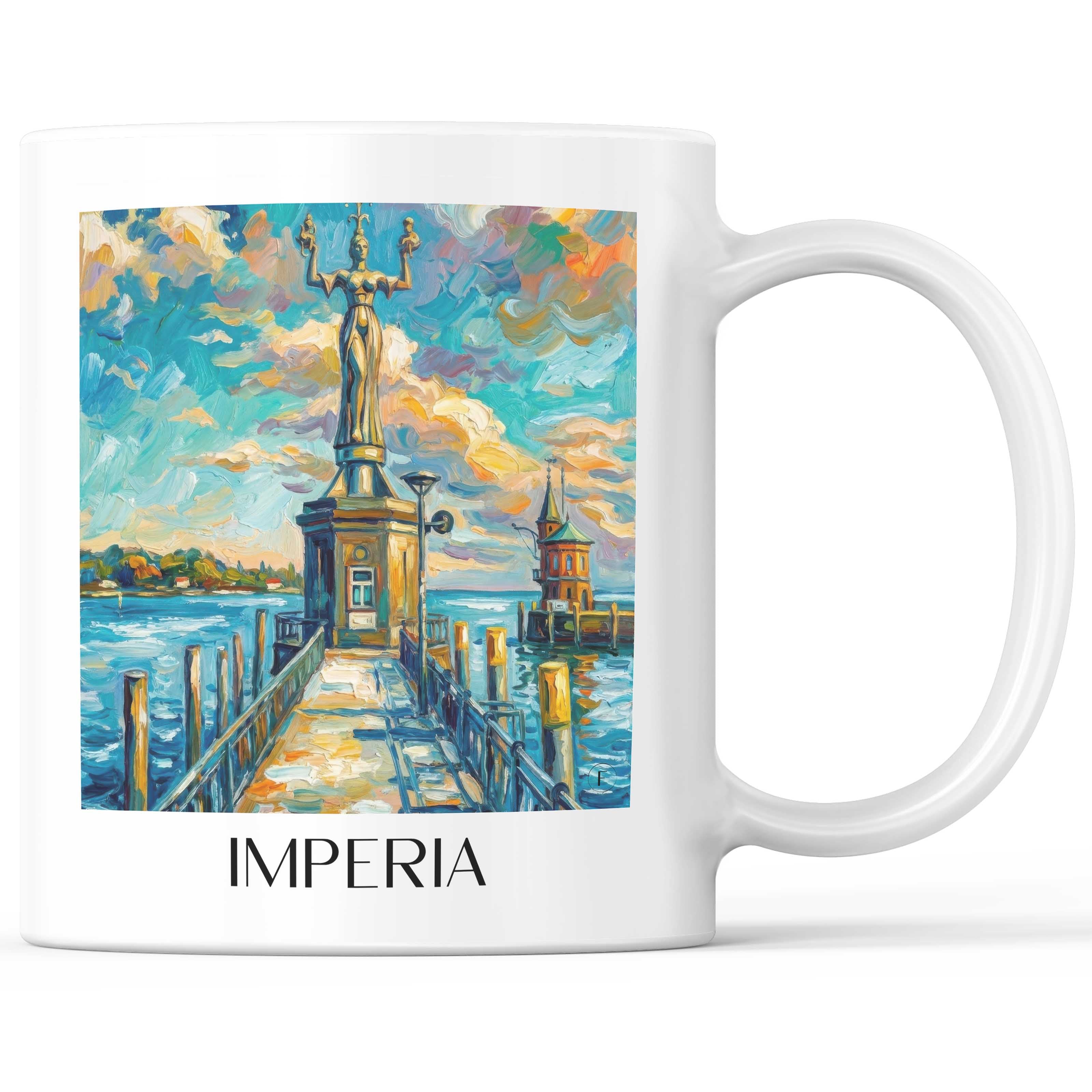 Imperia Kaffeebecher - Konstanz - Deutschland Becher - Kaffeetasse im Ölgemälde Stil