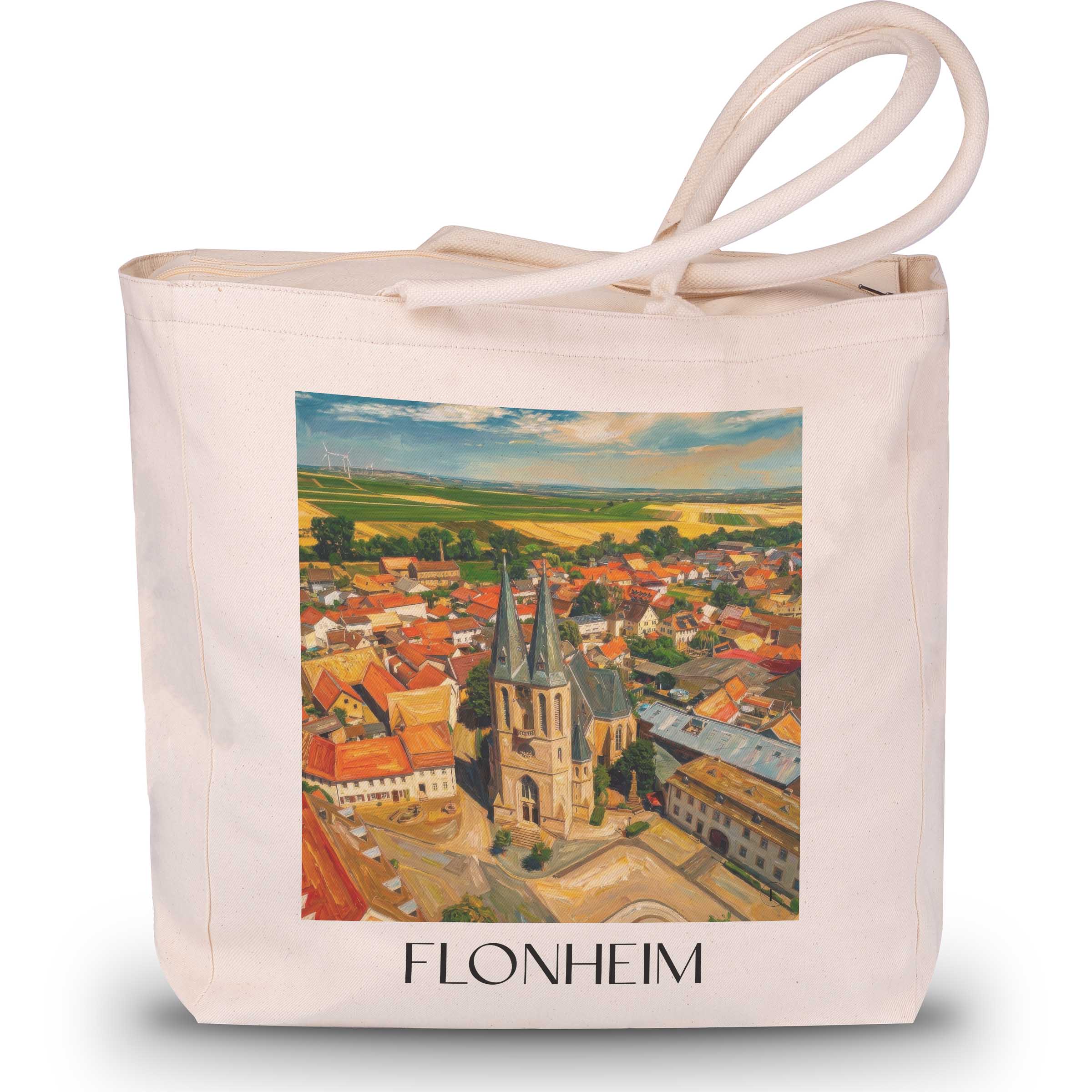 Flonheim Shopping Tasche - Rheinland-Pfalz - Deutschland Tote Bag - Einkaufstasche im Ölgemälde Stil