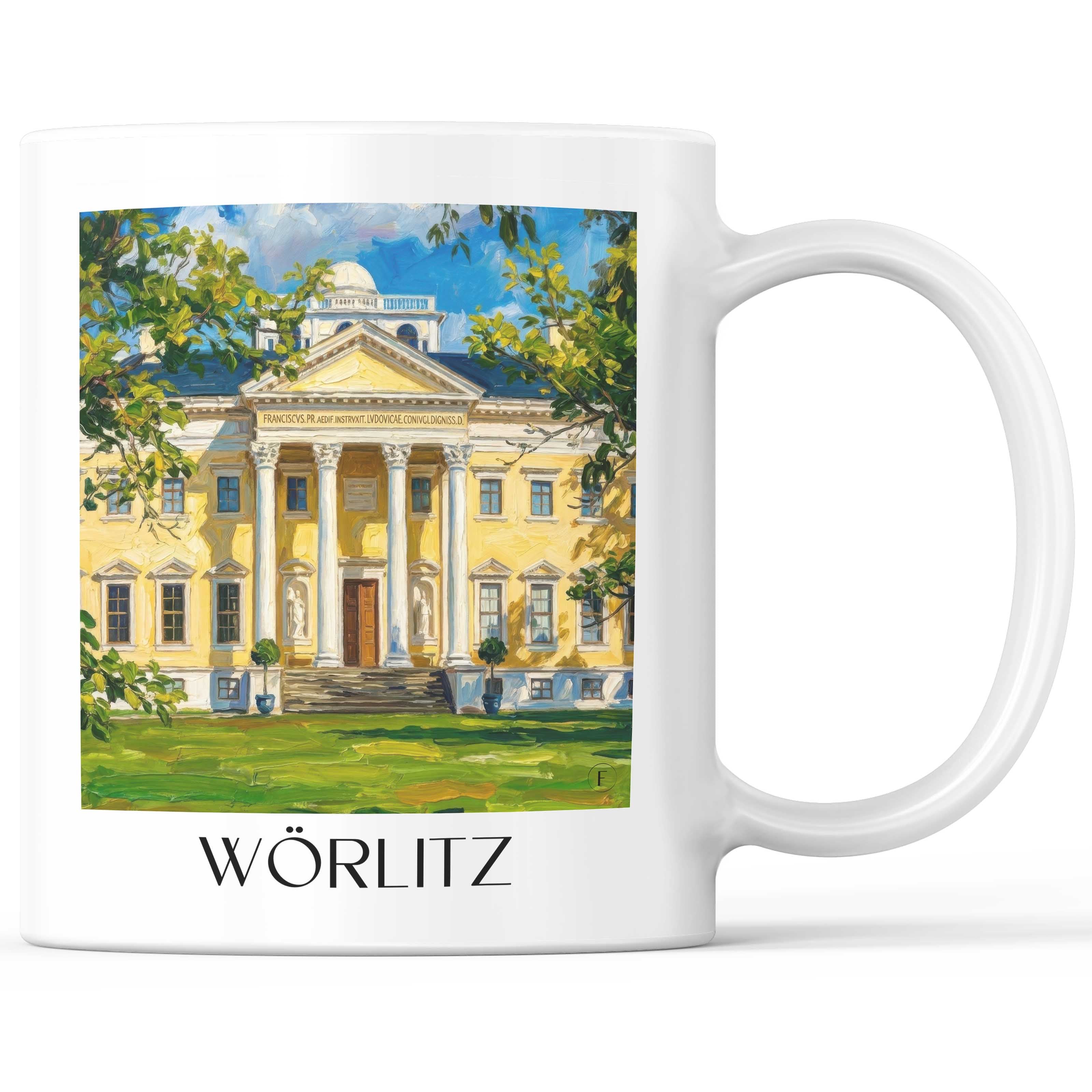 Wörlitz Kaffeebecher - Sachsen-Anhalt - Deutschland Becher - Kaffeetasse im Ölgemälde Stil