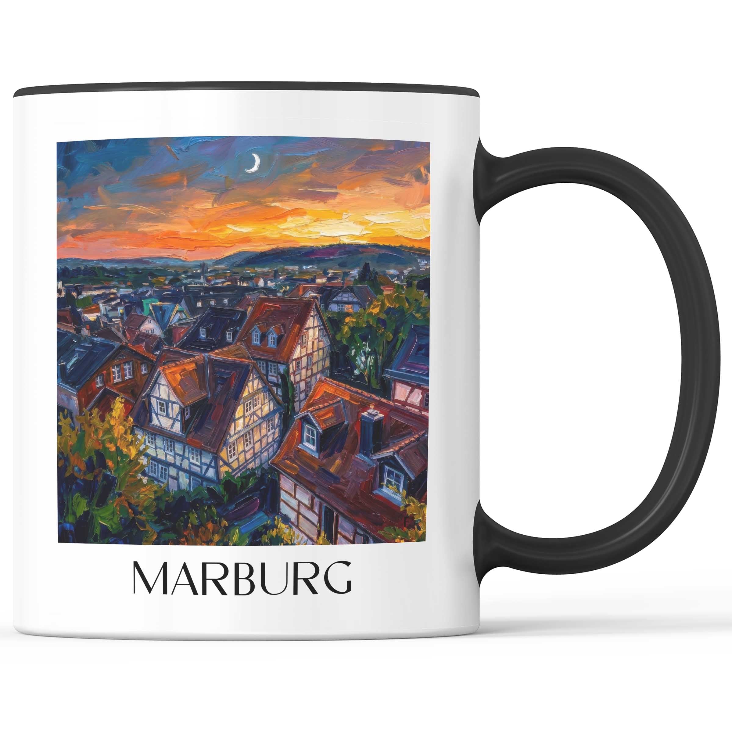 Marburg Kaffeebecher - Hessen - Deutschland Becher - Kaffeetasse im Ölgemälde Stil