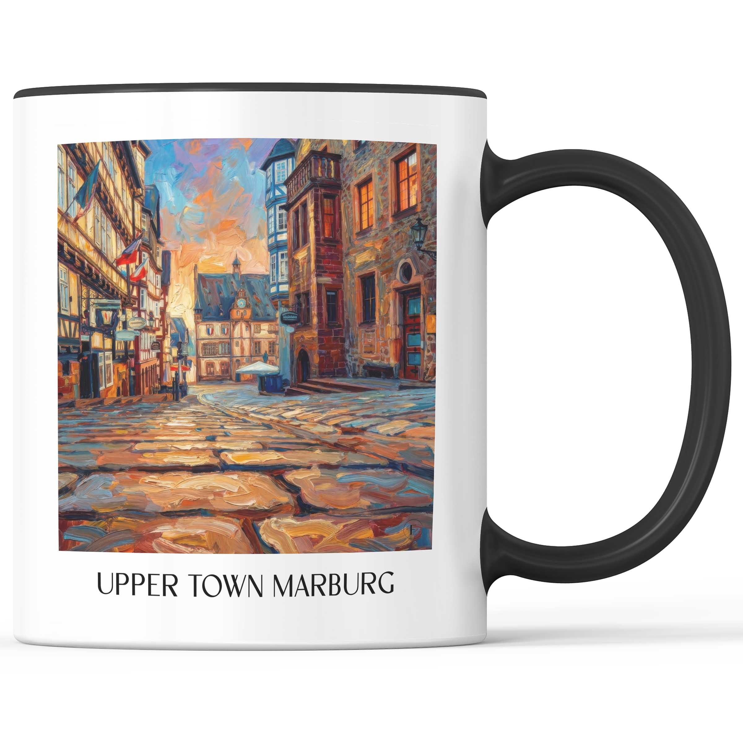 Oberstadt Kaffeebecher - Marburg - Deutschland Becher - Kaffeetasse im Ölgemälde Stil