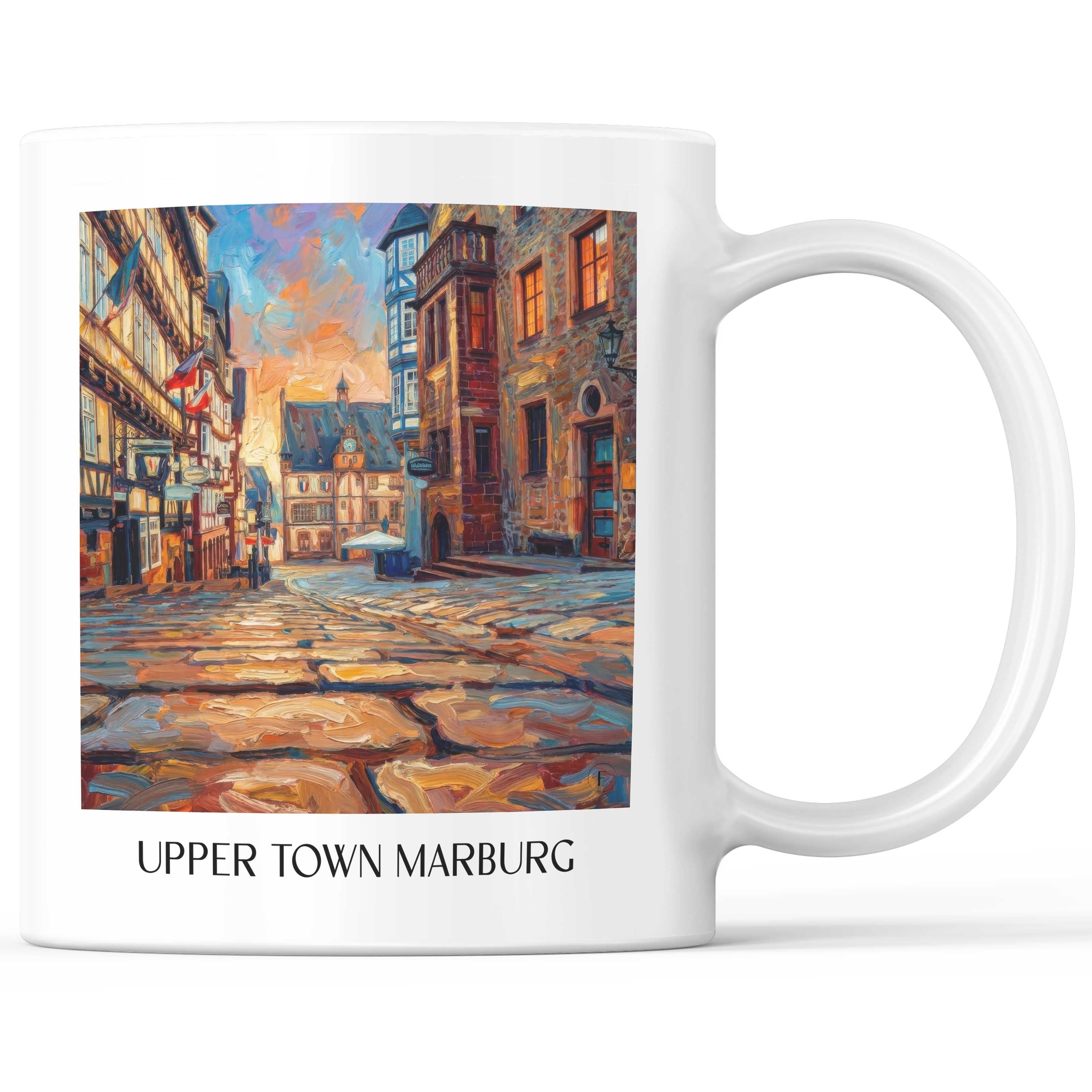 Oberstadt Kaffeebecher - Marburg - Deutschland Becher - Kaffeetasse im Ölgemälde Stil