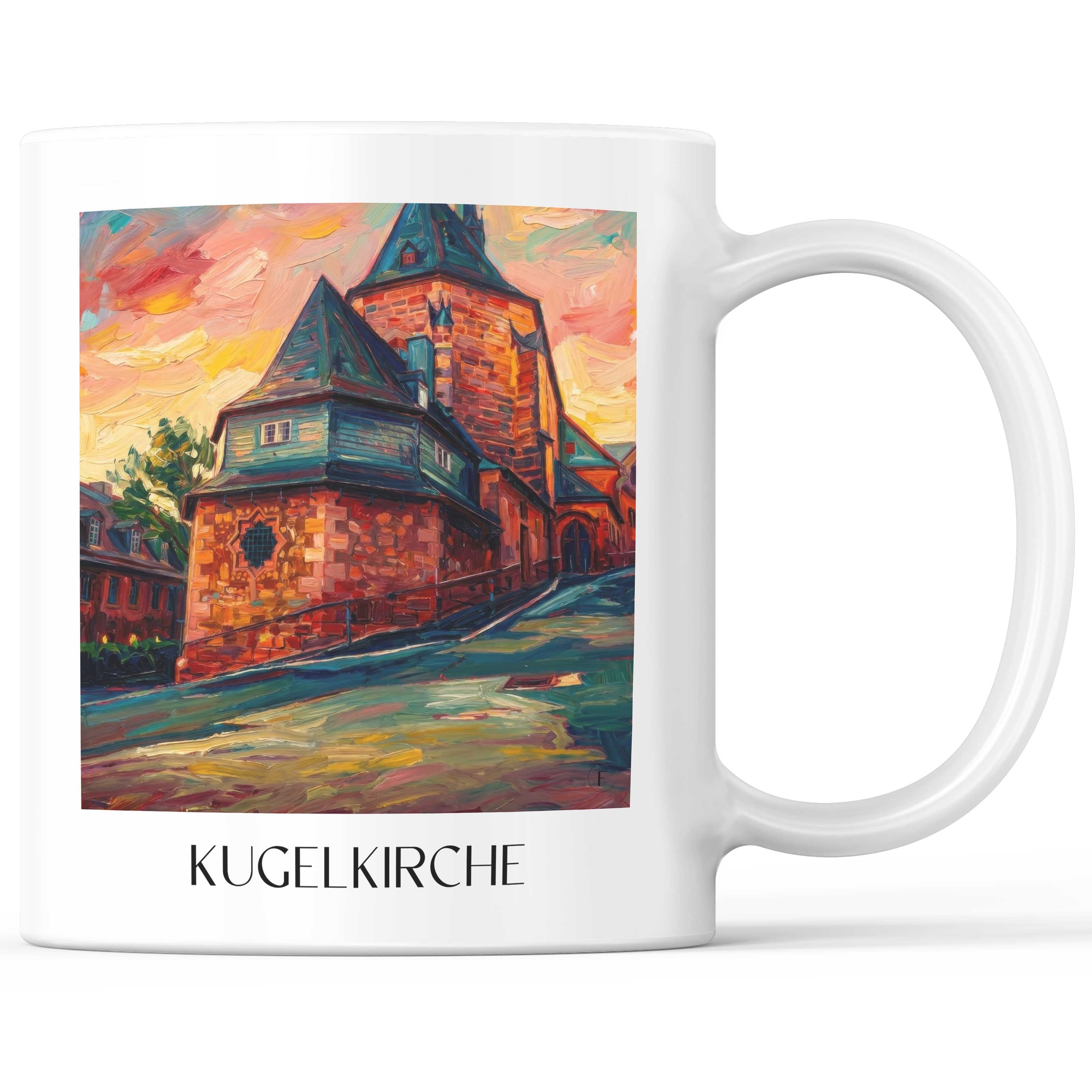 Kugelkirche Kaffeebecher - Marburg - Deutschland Becher - Kaffeetasse im Ölgemälde Stil