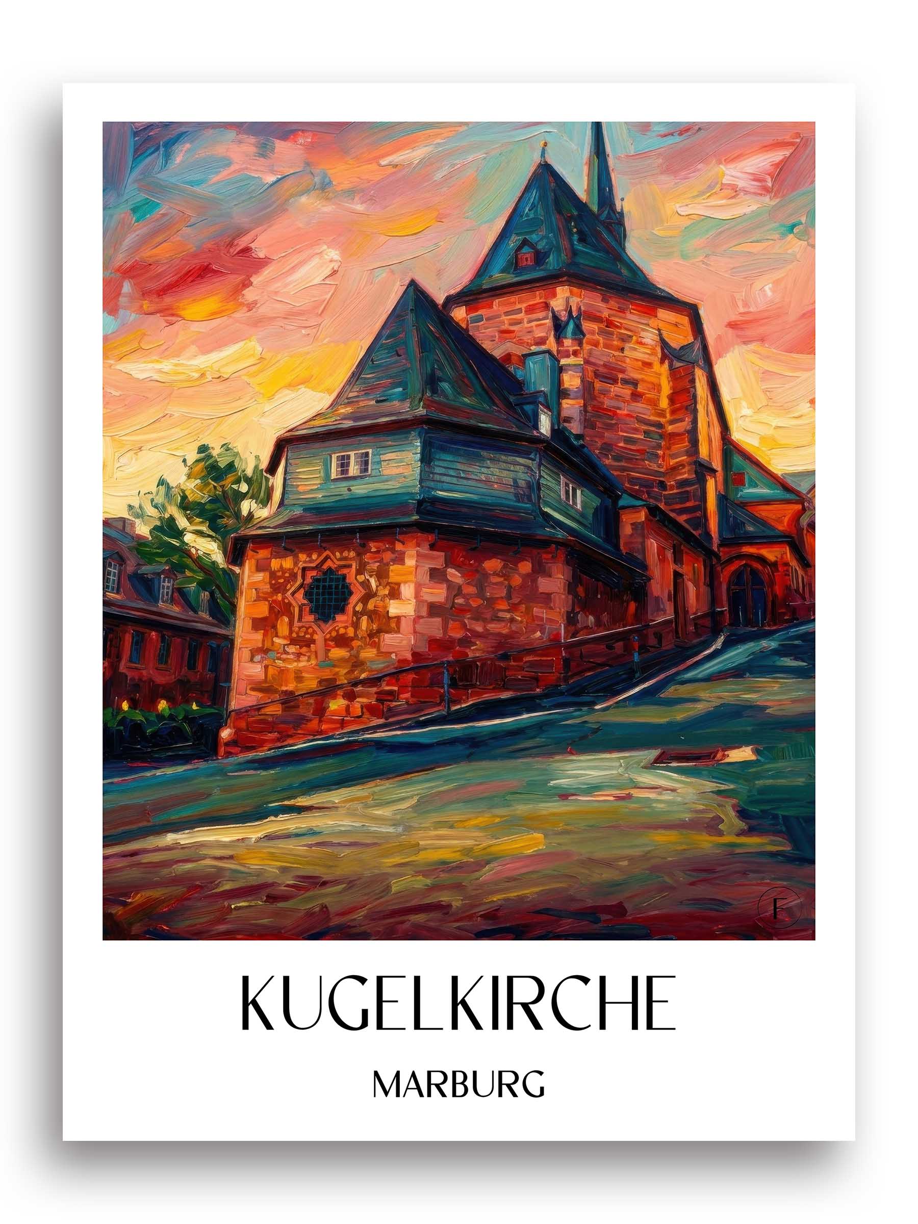 kugelkirche-marburg-deutschland-poster-oil-painting-oelgemaelde