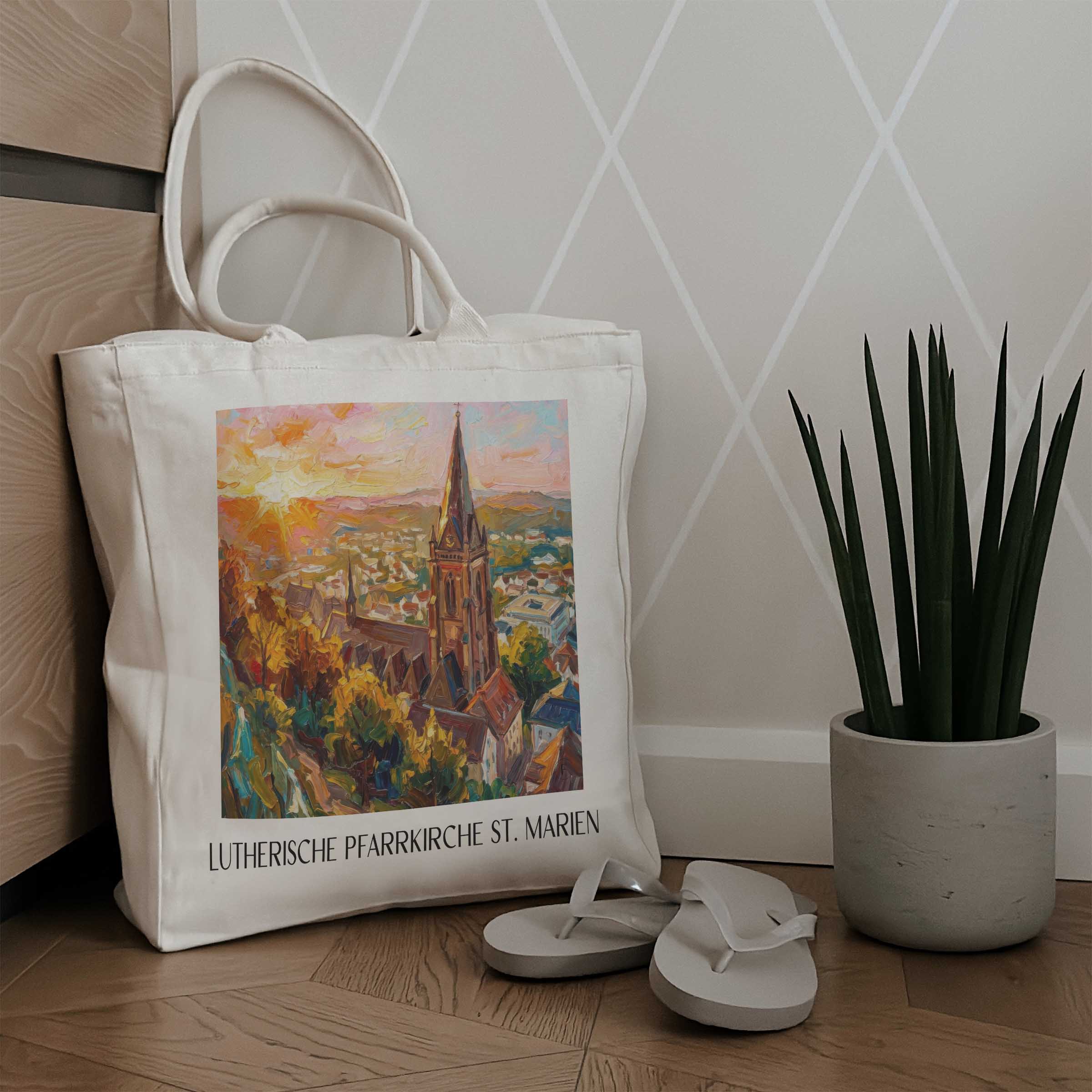lutherische-pfarrkirche-st.-marien-marburg-deutschland-einkaufstasche-oil-painting-oelgemaelde