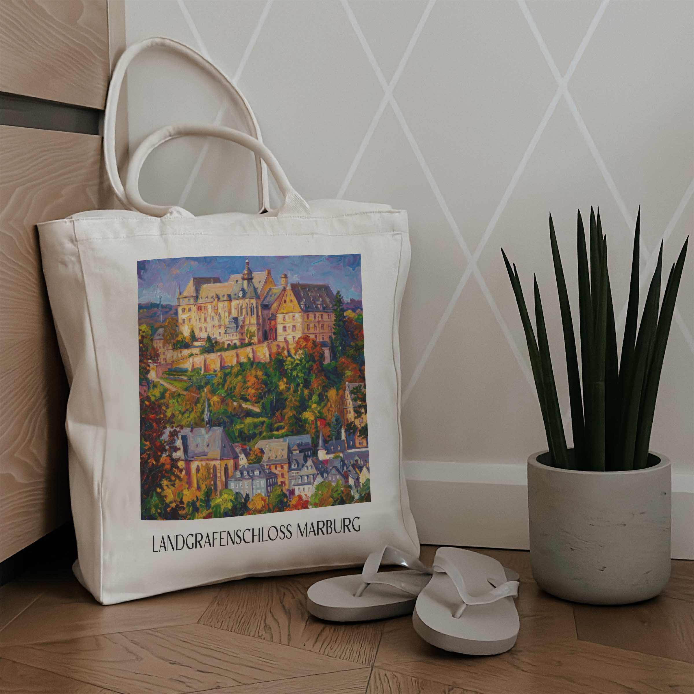 landgrafenschloss-marburg-hessen-deutschland-einkaufstasche-oil-painting-oelgemaelde