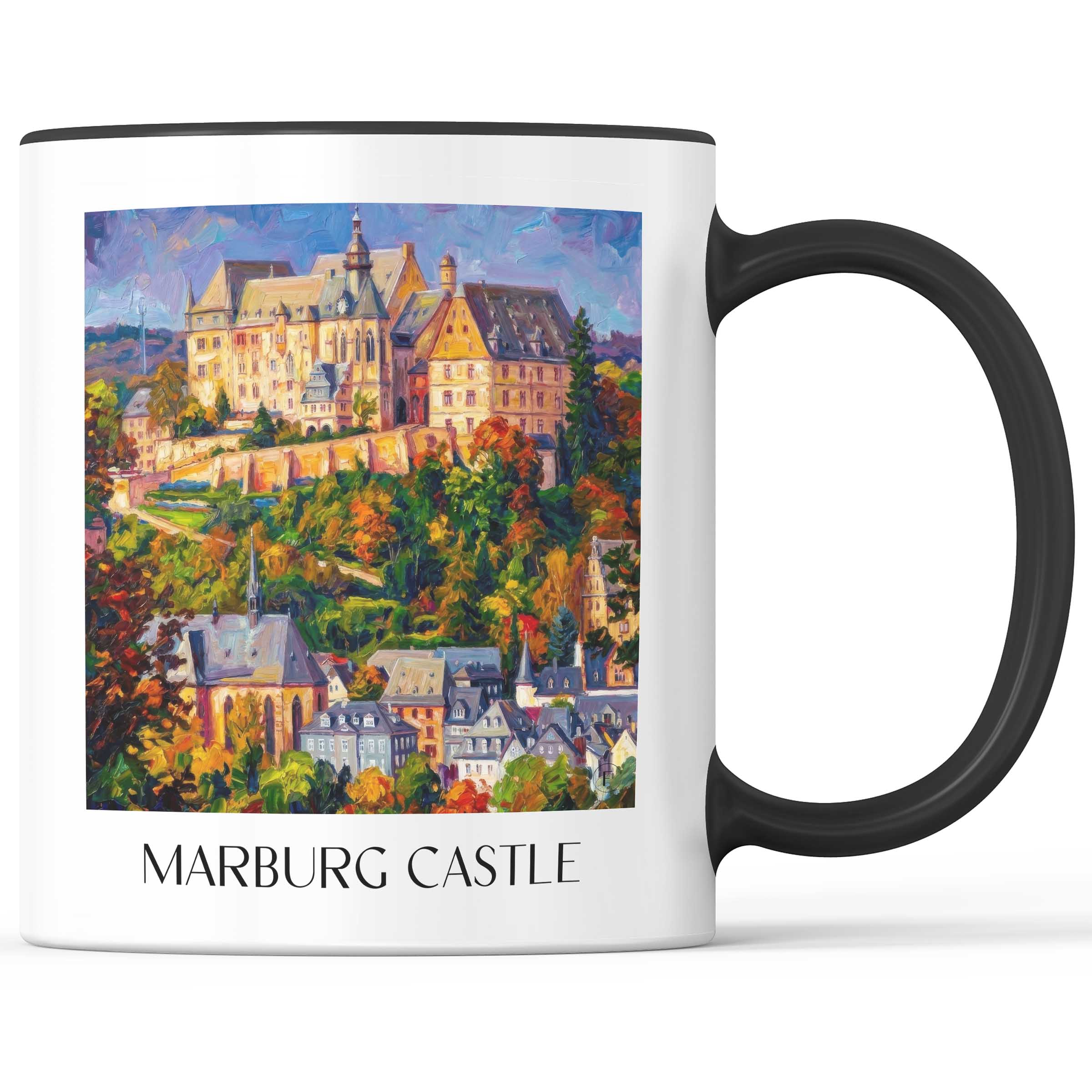 Landgrafenschloss Marburg Kaffeebecher - Hessen - Deutschland Becher - Kaffeetasse im Ölgemälde Stil
