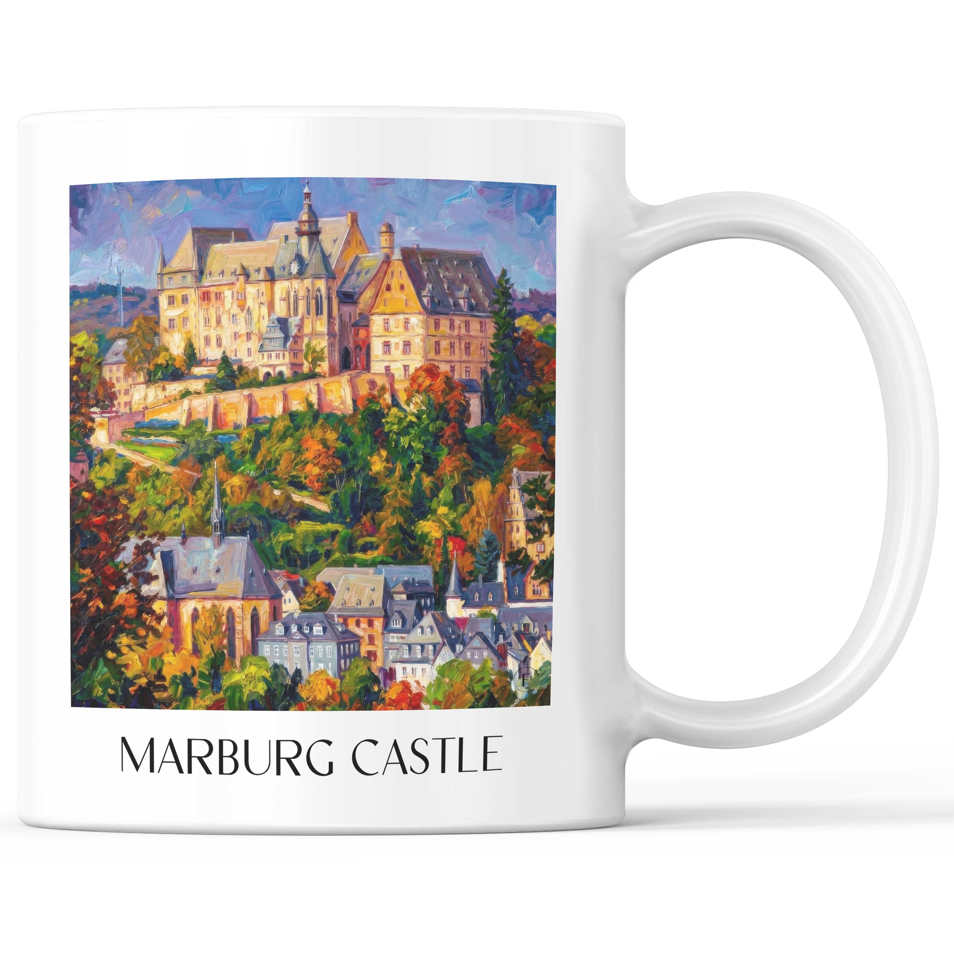 Landgrafenschloss Marburg Kaffeebecher - Hessen - Deutschland Becher - Kaffeetasse im Ölgemälde Stil