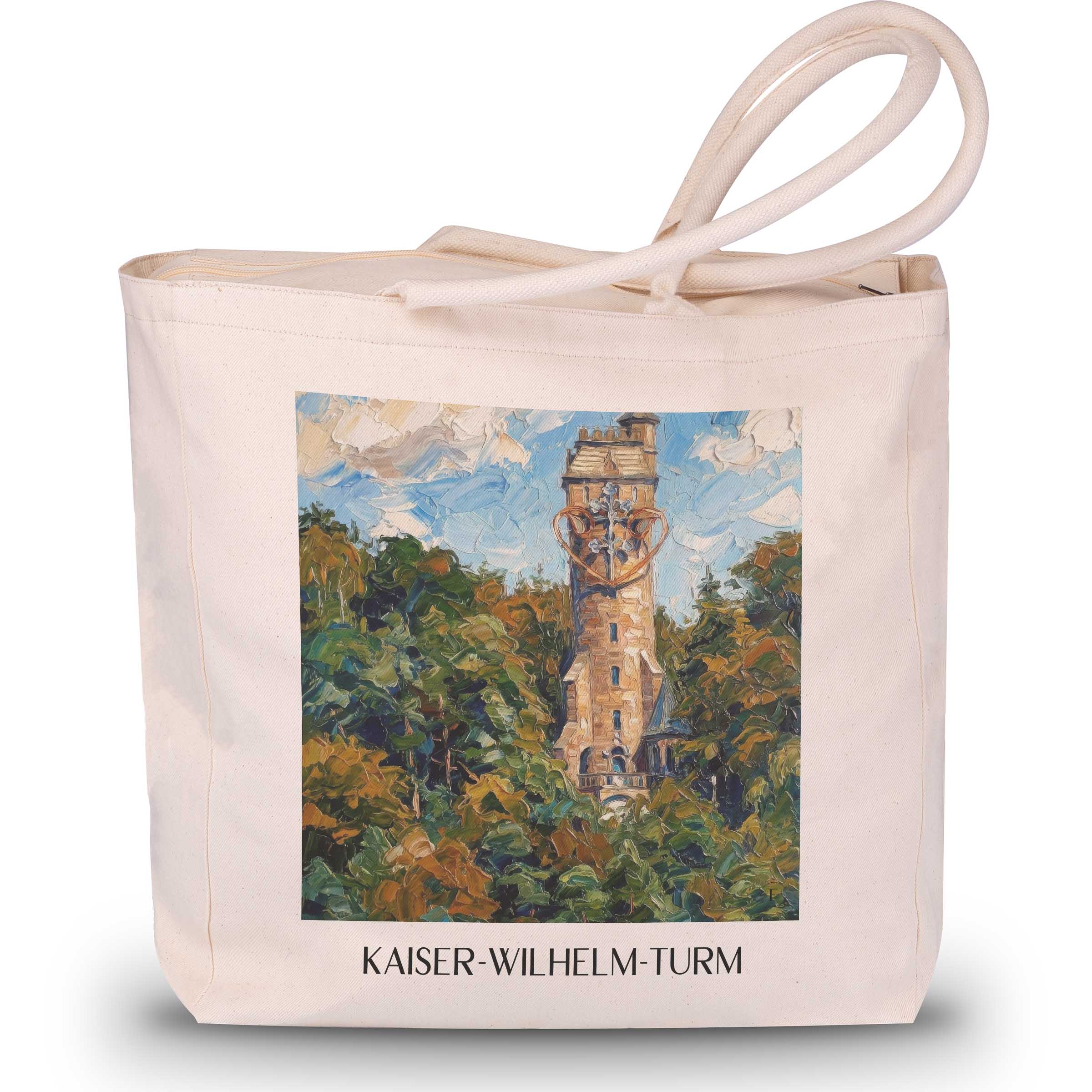 kaiser-wilhelm-turm-marburg-deutschland-einkaufstasche-oil-painting-oelgemaelde