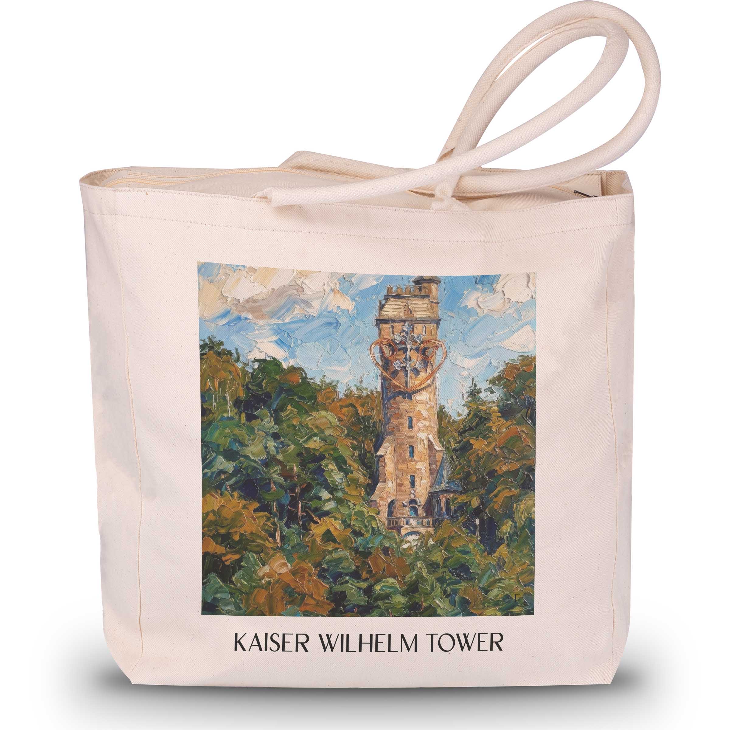 Kaiser-Wilhelm-Turm Shopping Tasche - Marburg - Deutschland Tote Bag - Einkaufstasche im ĂlgemĂ€lde Stil