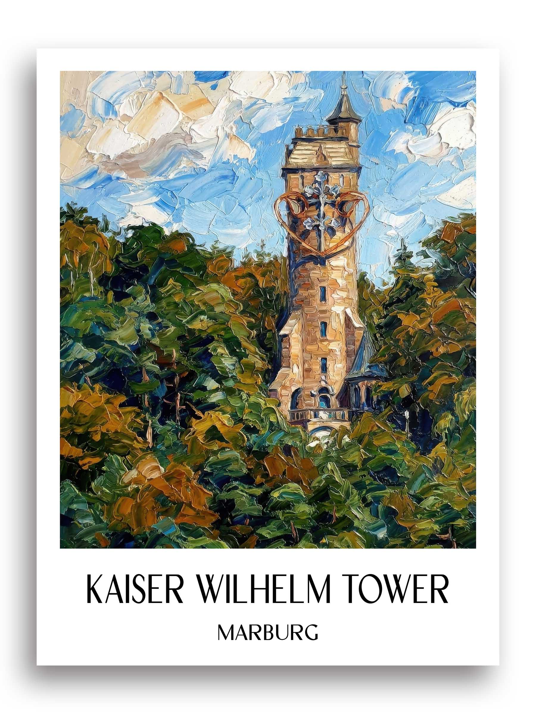 Kaiser-Wilhelm-Turm Poster - Marburg - Deutschland Kunstdruck - Ölgemälde von A4 bis A1