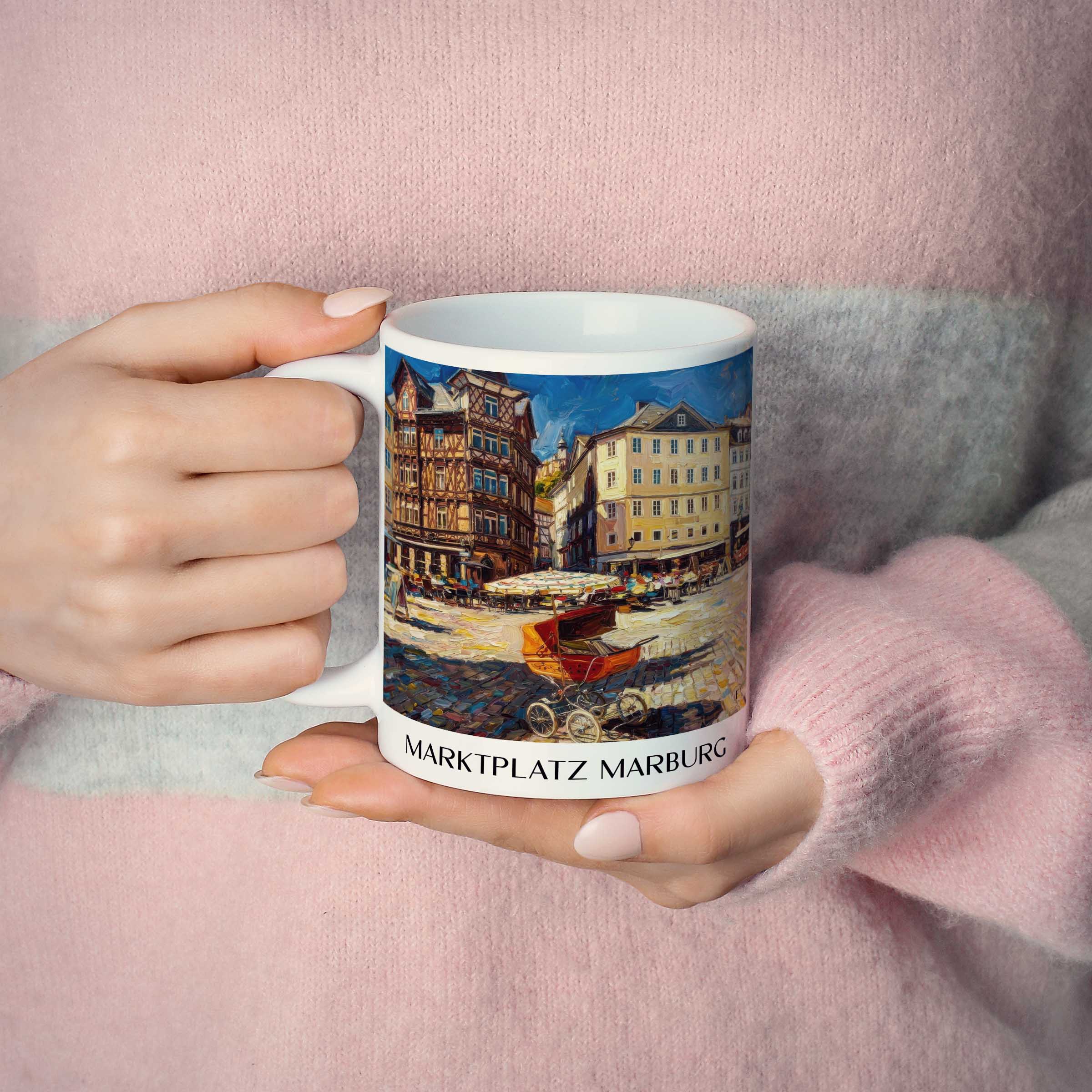 marktplatz-marburg-deutschland-kaffeebecher-oil-painting-oelgemaelde