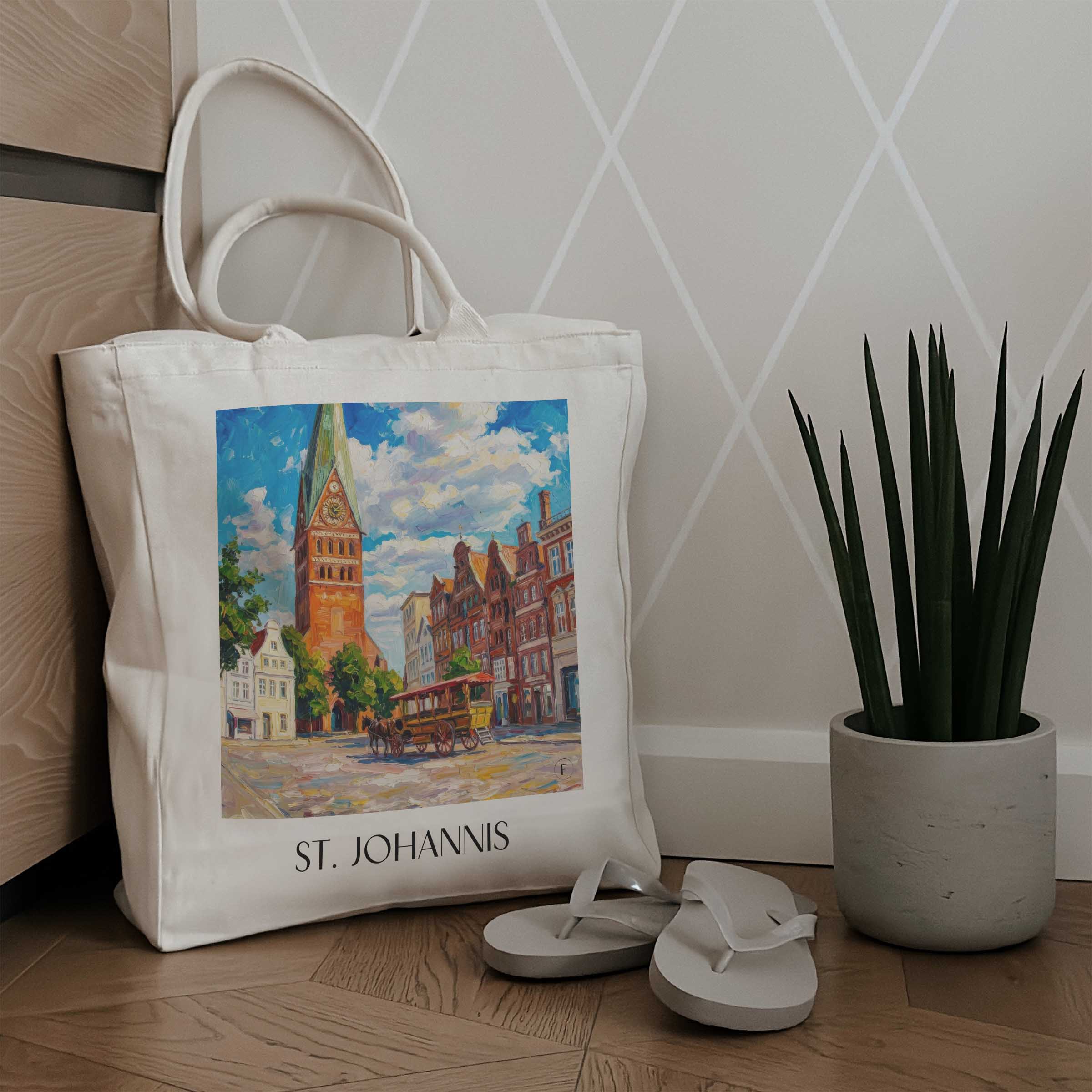 st.-johannis-lüneburg-deutschland-einkaufstasche-oil-painting-oelgemaelde