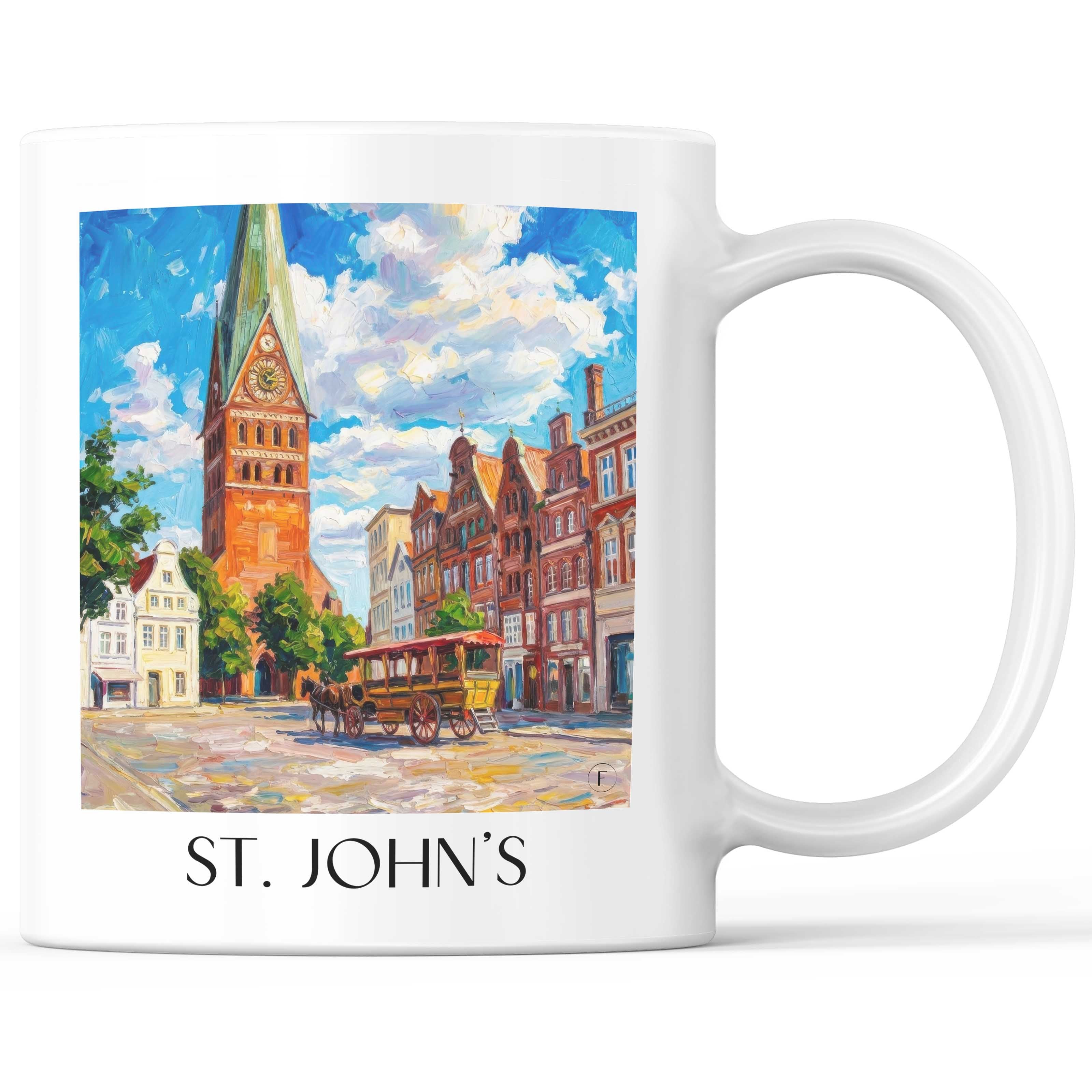 St. Johannis Kaffeebecher - Lüneburg - Deutschland Becher - Kaffeetasse im Ölgemälde Stil