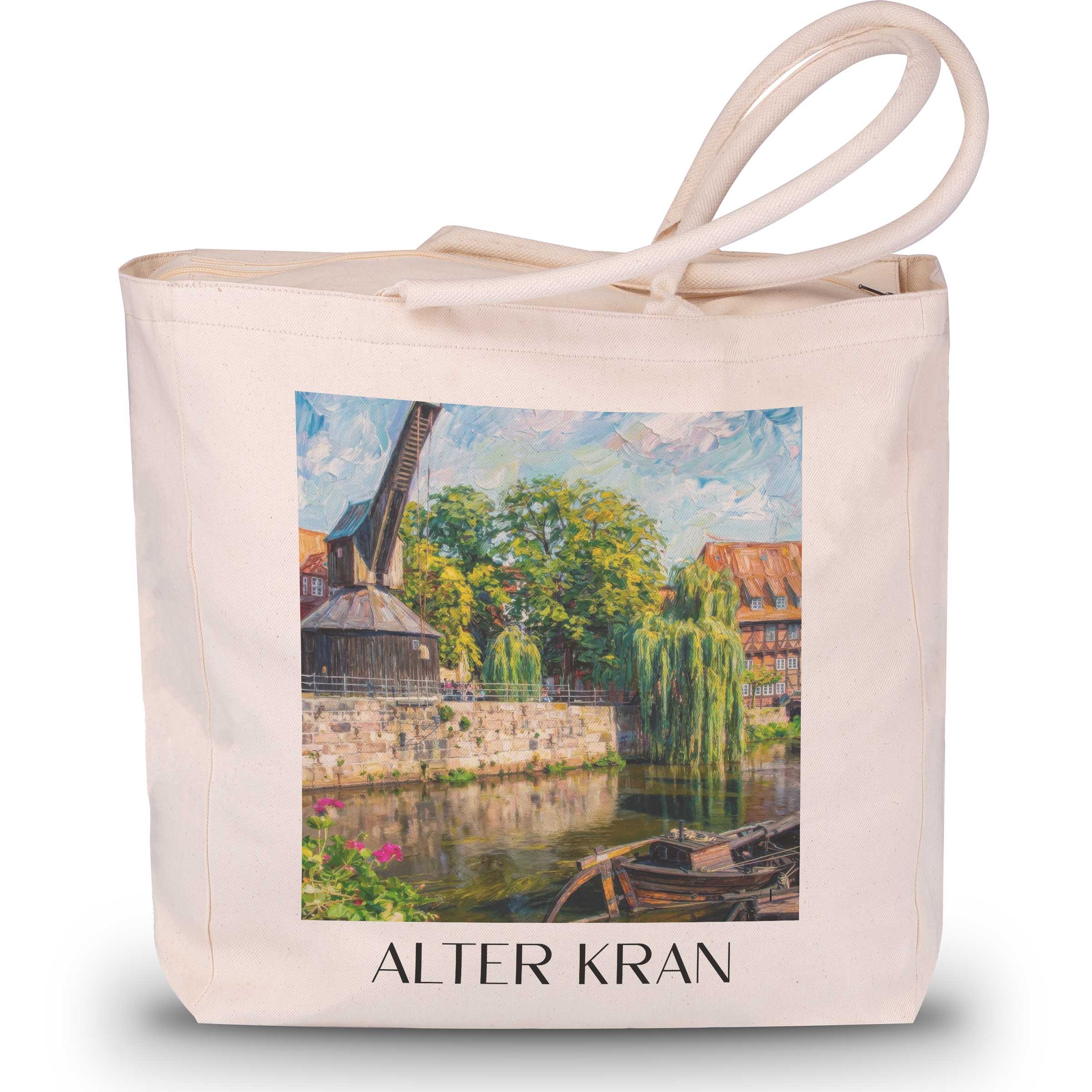 alter-kran-lüneburg-deutschland-einkaufstasche-oil-painting-oelgemaelde