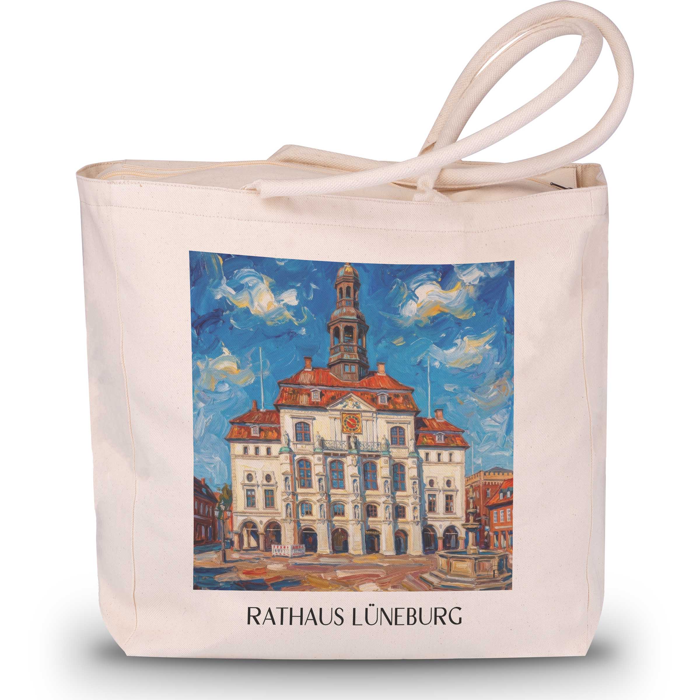 rathaus-lüneburg-deutschland-einkaufstasche-oil-painting-oelgemaelde
