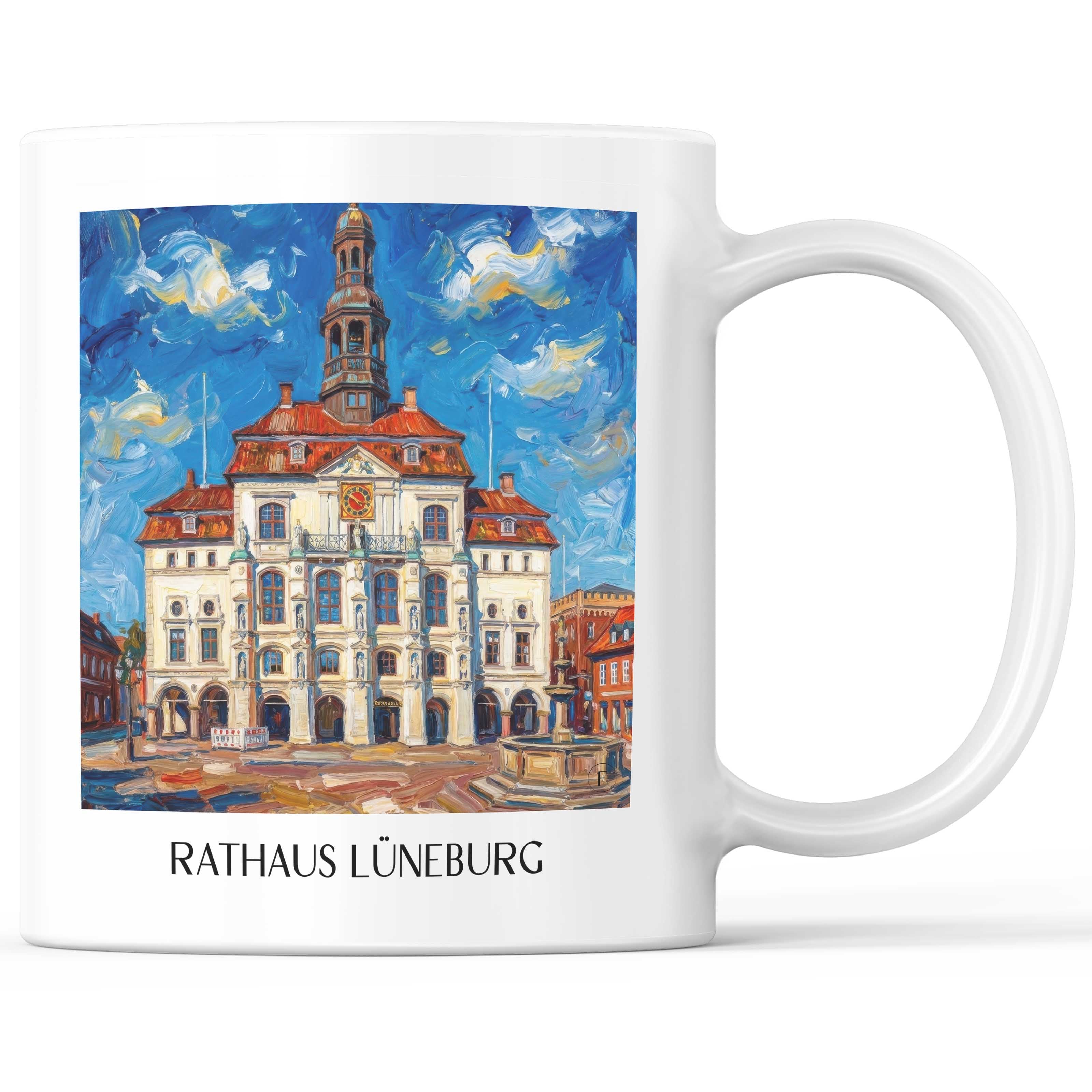 Rathaus Kaffeebecher - Lüneburg - Deutschland Becher - Kaffeetasse im Ölgemälde Stil