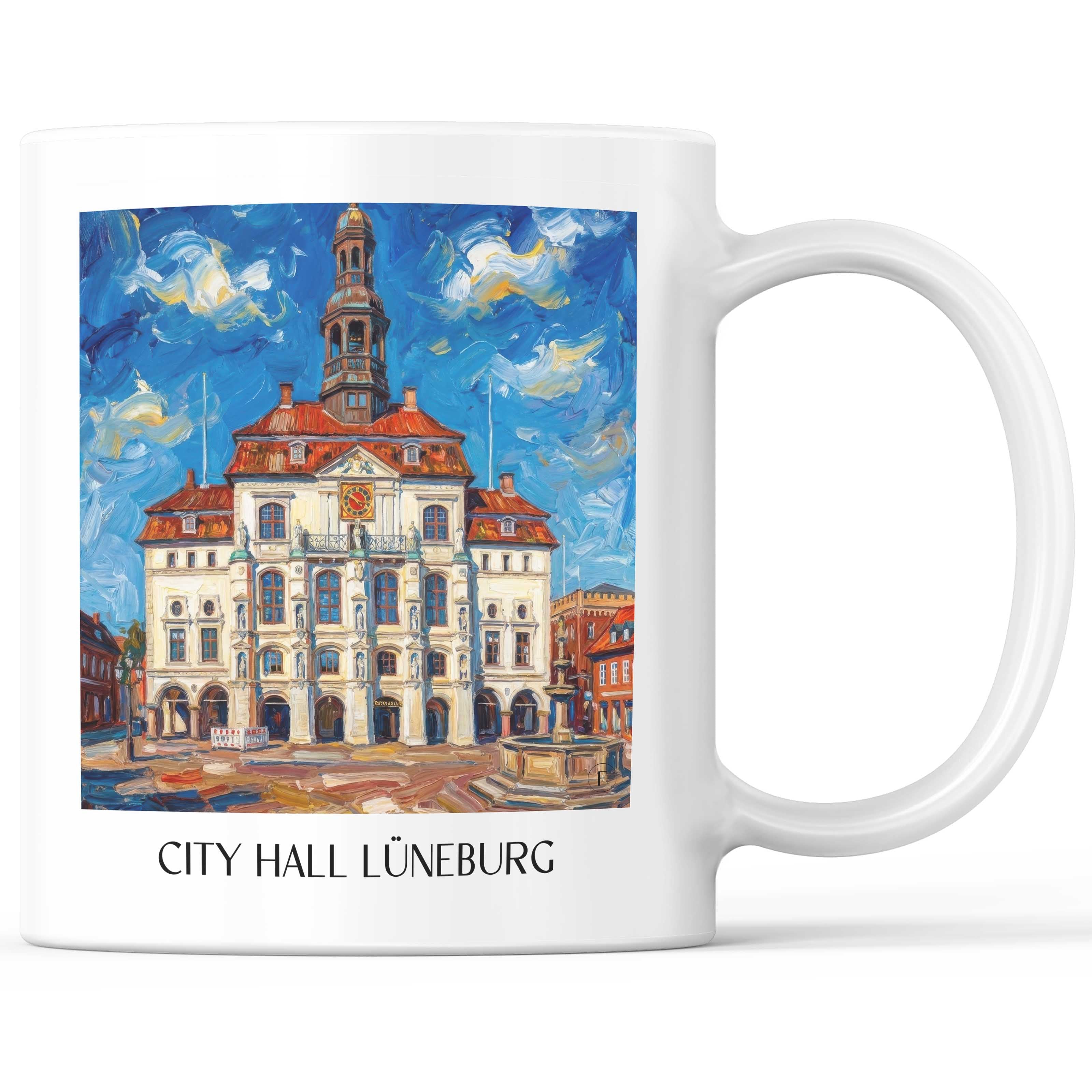 Rathaus Kaffeebecher - Lüneburg - Deutschland Becher - Kaffeetasse im Ölgemälde Stil
