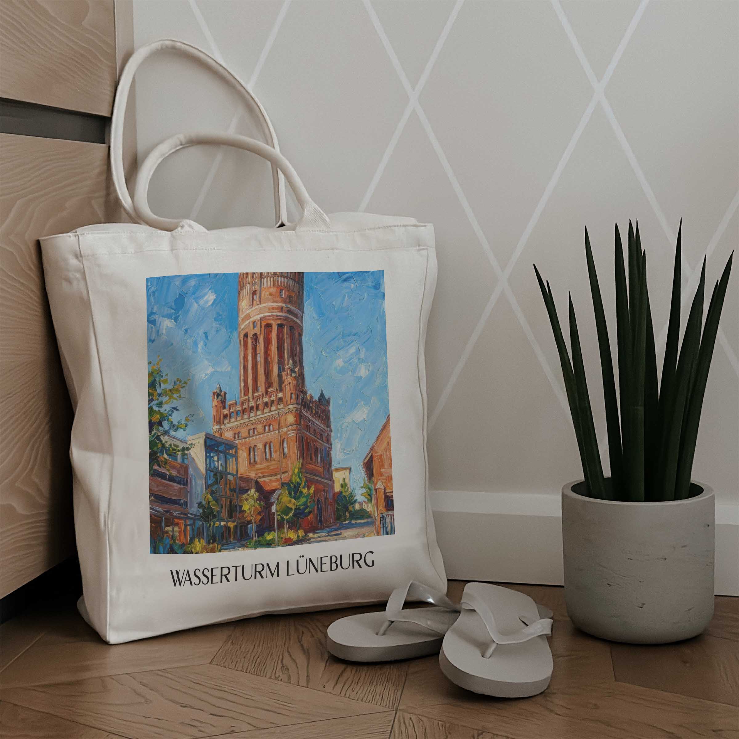 wasserturm-lüneburg-niedersachsen-deutschland-einkaufstasche-oil-painting-oelgemaelde