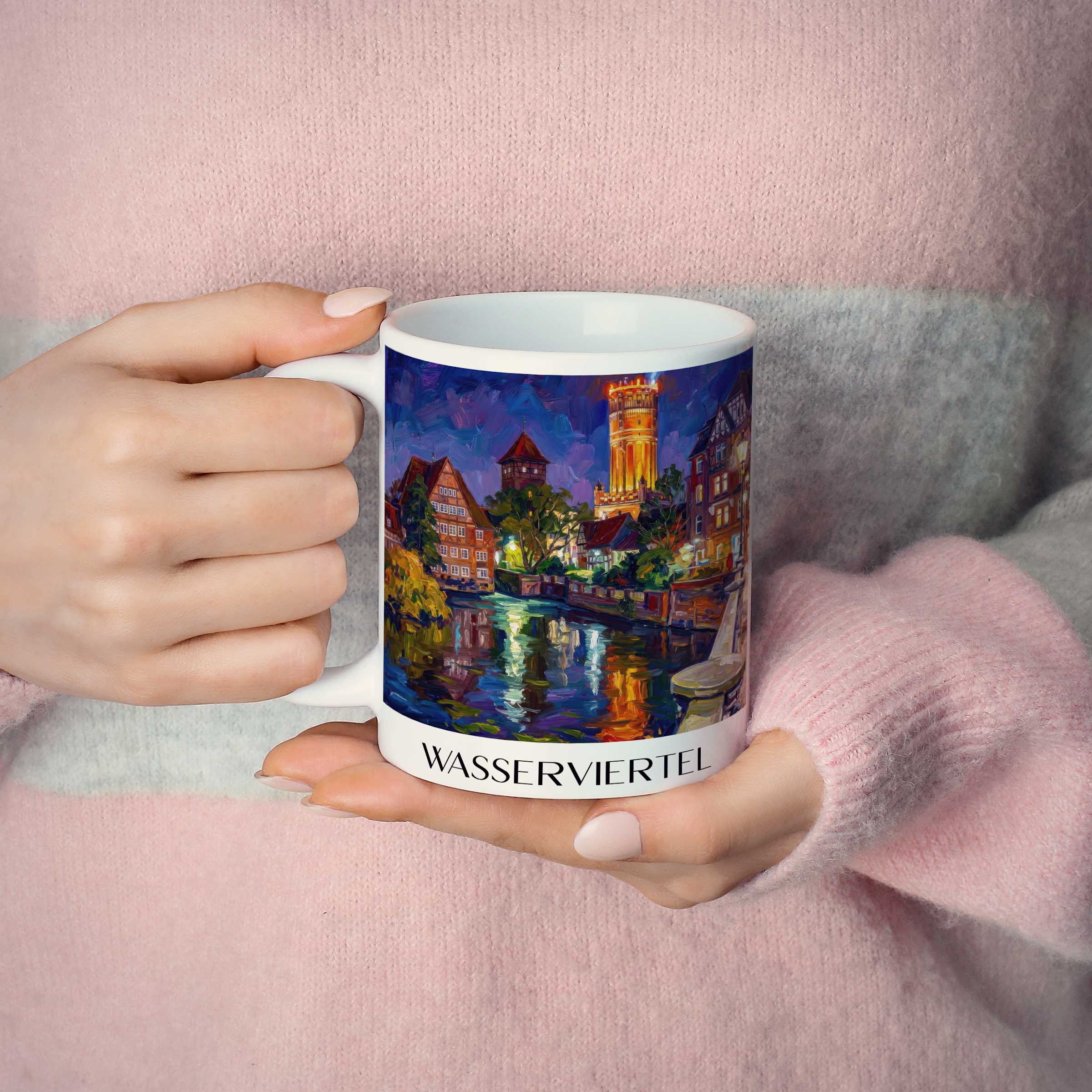 wasserviertel-lüneburg-deutschland-kaffeebecher-oil-painting-oelgemaelde