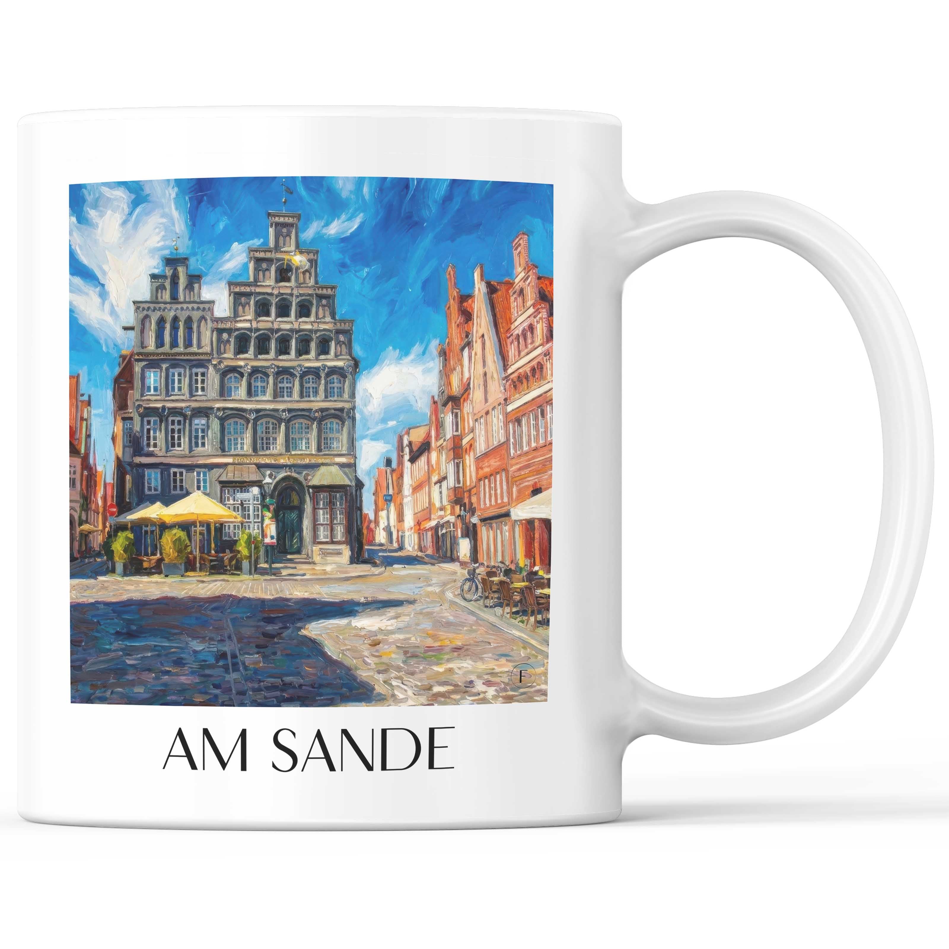 Am Sande Kaffeebecher - Lüneburg - Deutschland Becher - Kaffeetasse im Ölgemälde Stil