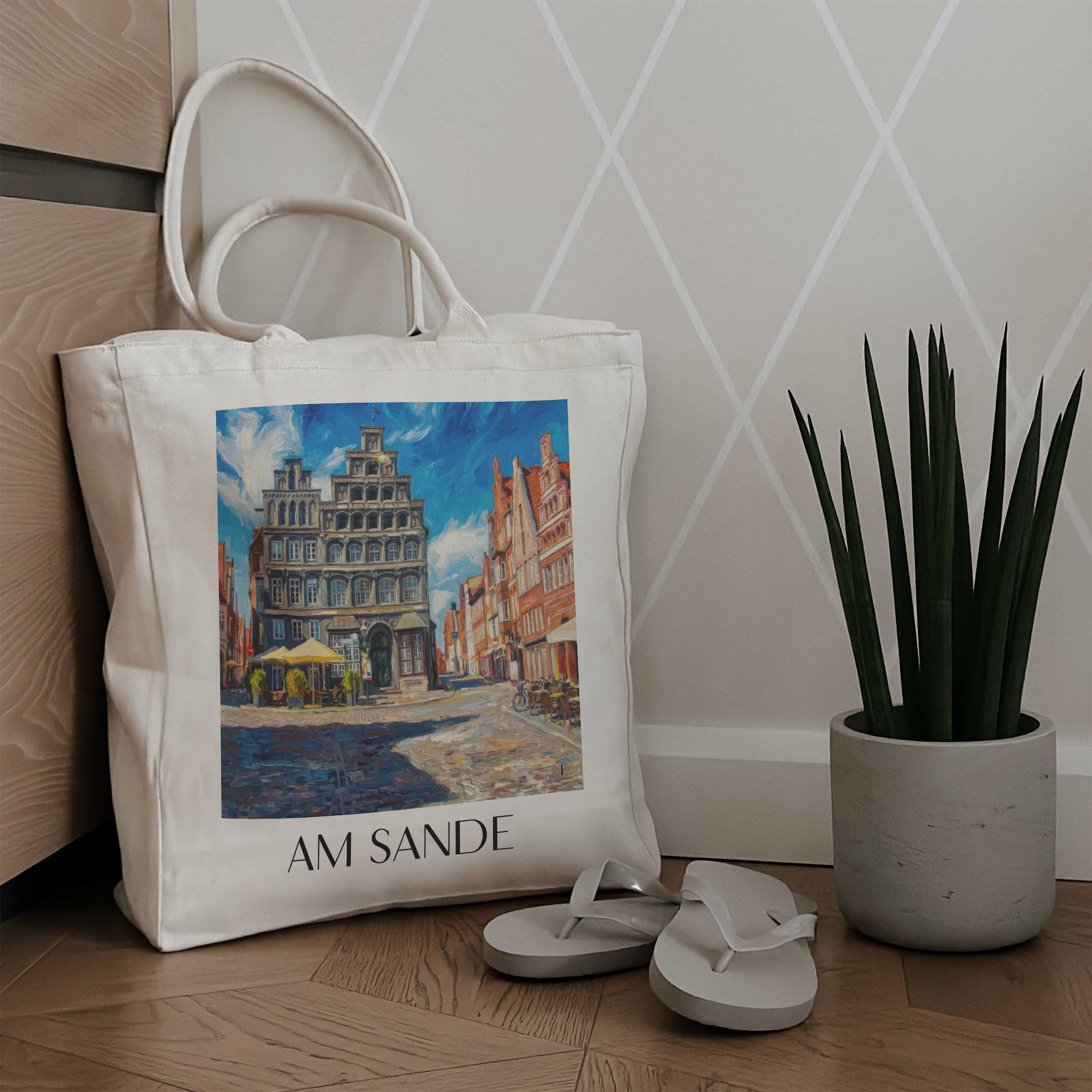 am-sande-lüneburg-deutschland-einkaufstasche-oil-painting-oelgemaelde