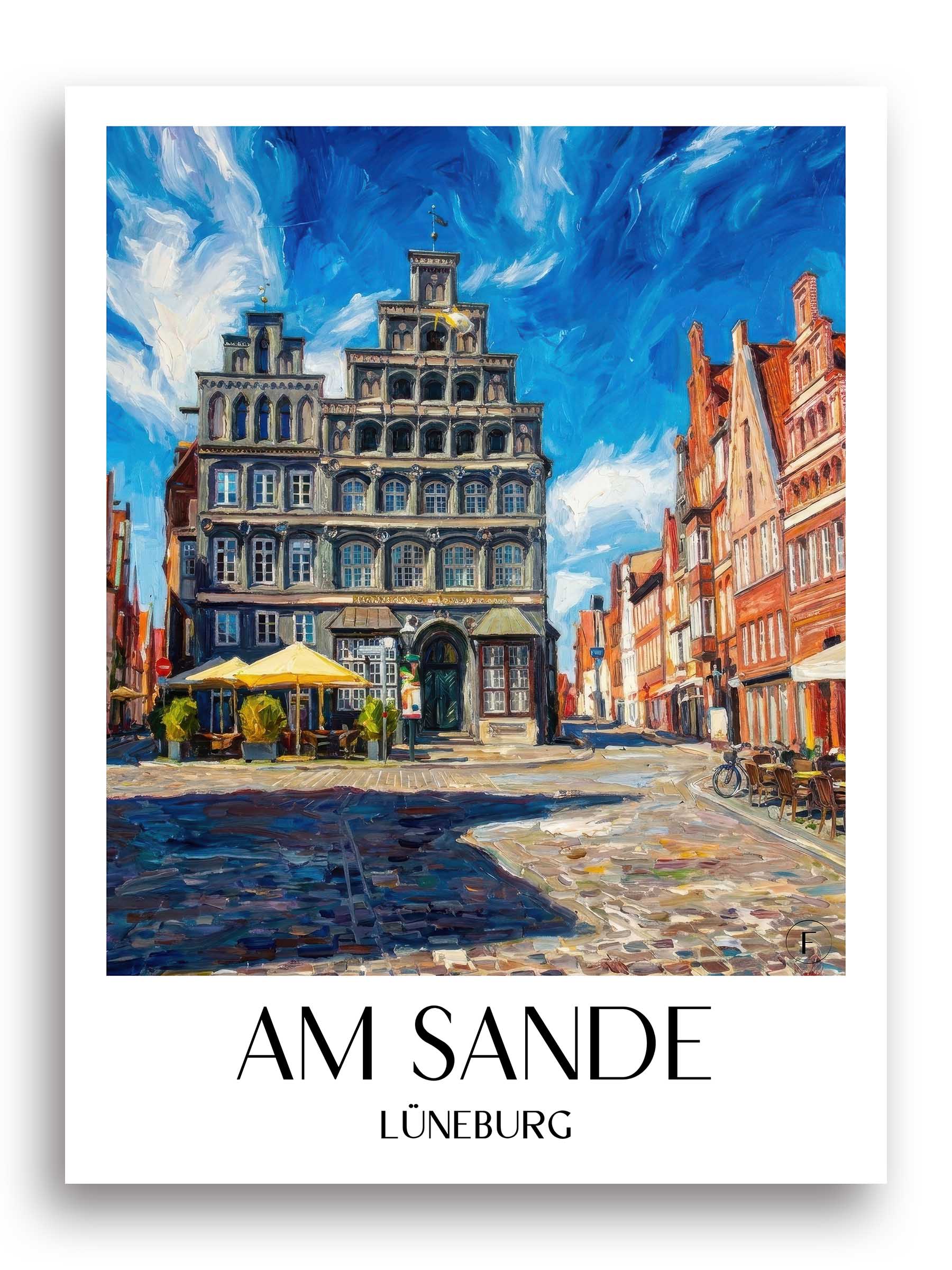 Am Sande Poster - Lüneburg - Deutschland Kunstdruck - Ölgemälde von A4 bis A1