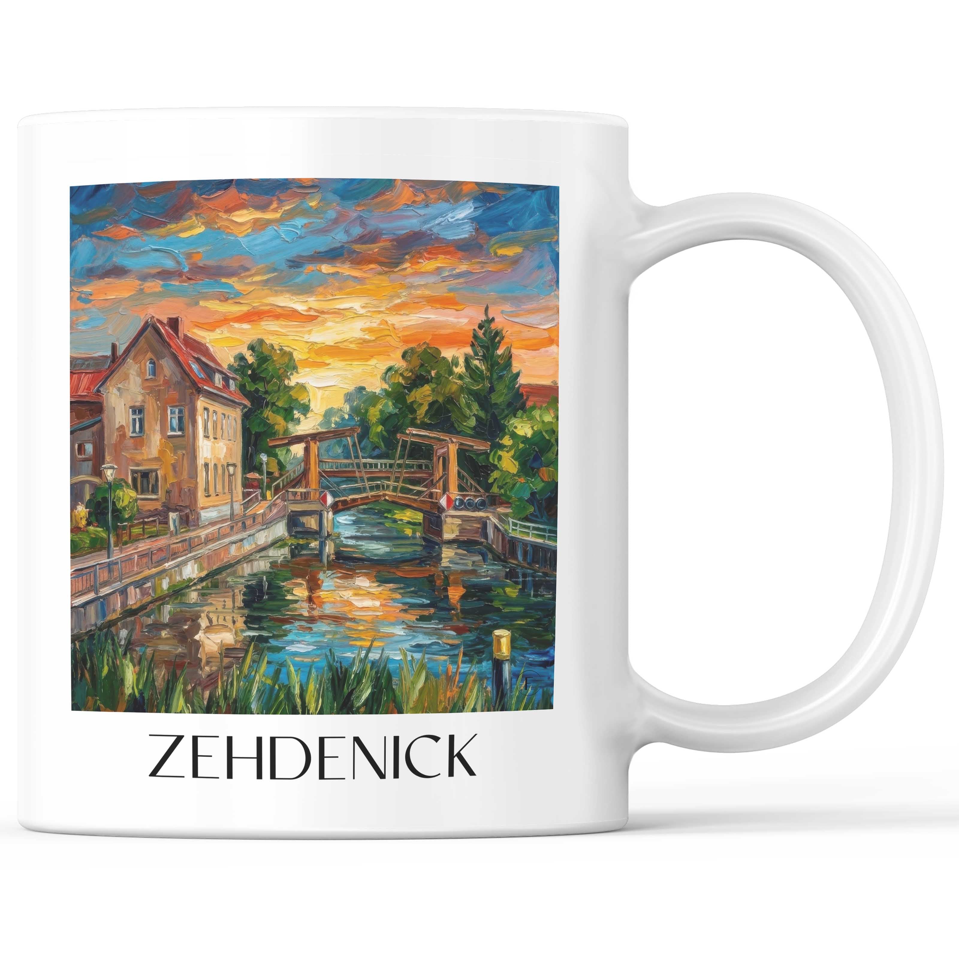 Zehdenick Kaffeebecher - Brandenburg - Deutschland Becher - Kaffeetasse im Ölgemälde Stil
