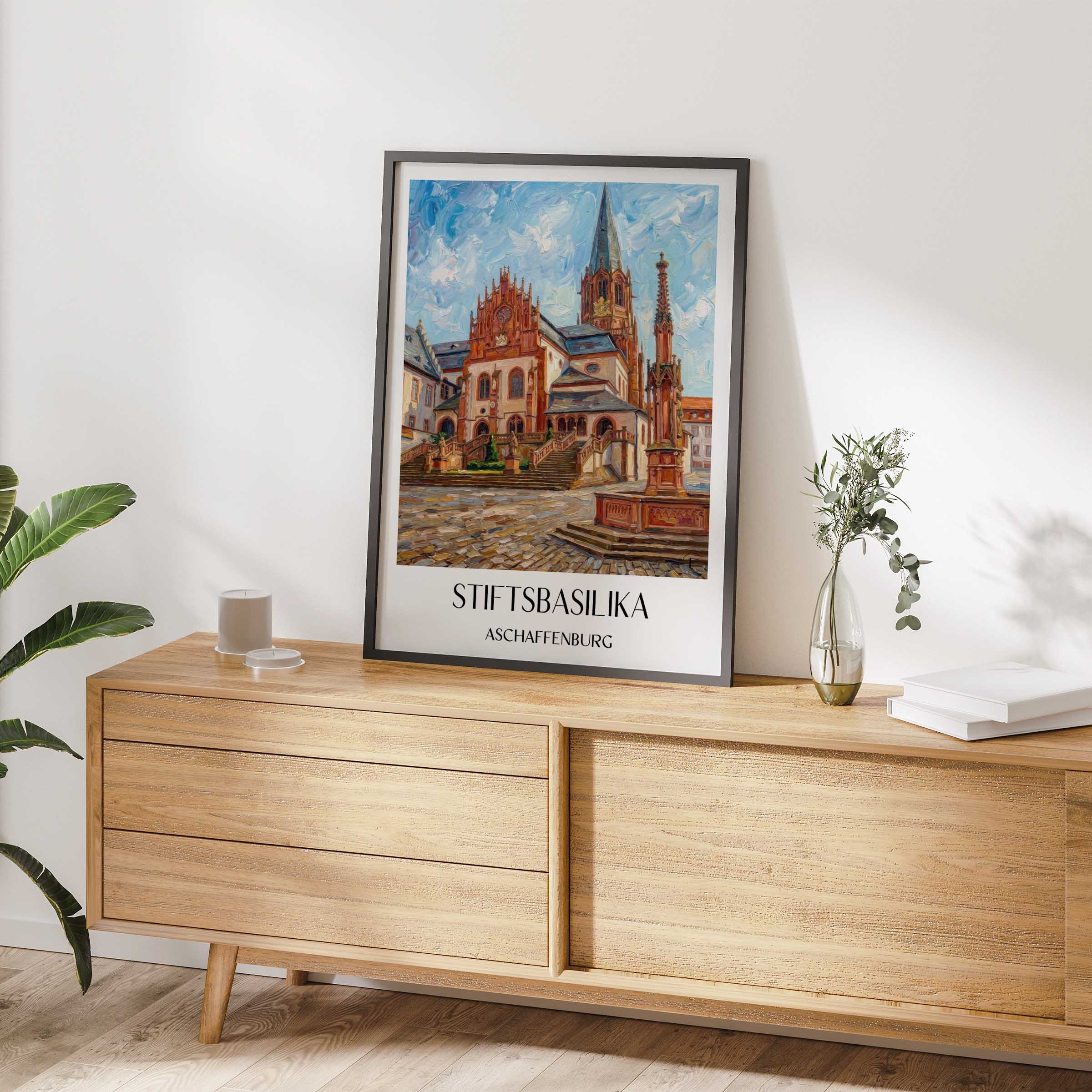 stiftsbasilika-aschaffenburg-deutschland-poster-oil-painting-oelgemaelde