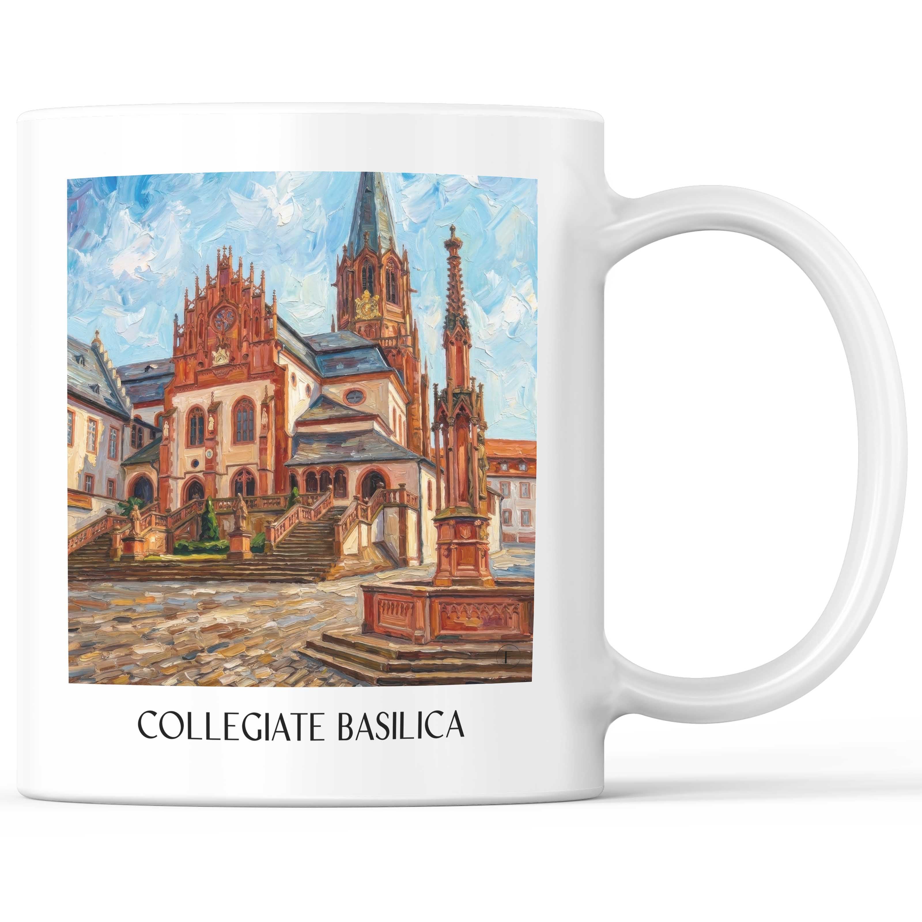 Stiftsbasilika Kaffeebecher - Aschaffenburg - Deutschland Becher - Kaffeetasse im Ölgemälde Stil