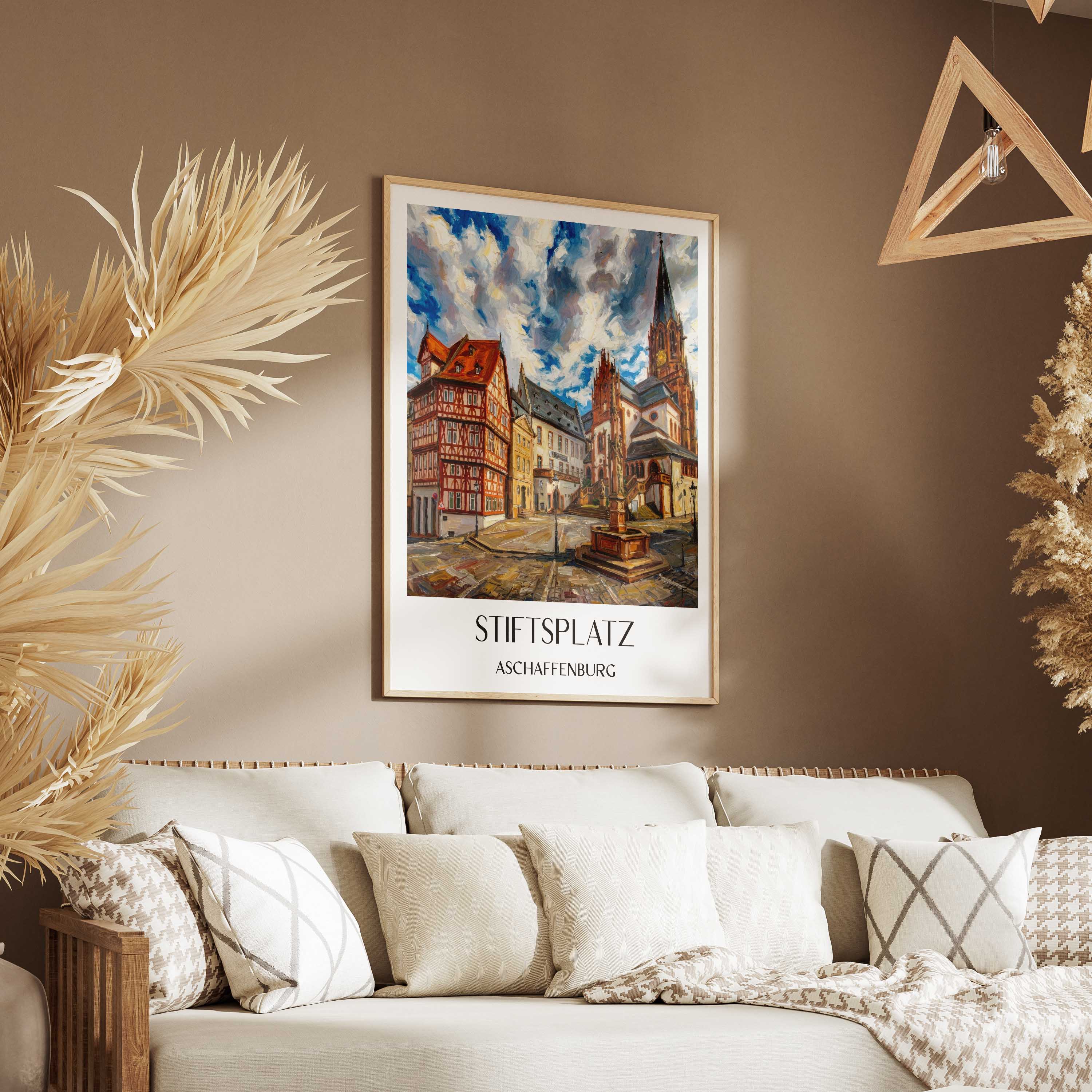 stiftsplatz-aschaffenburg-deutschland-poster-oil-painting-oelgemaelde