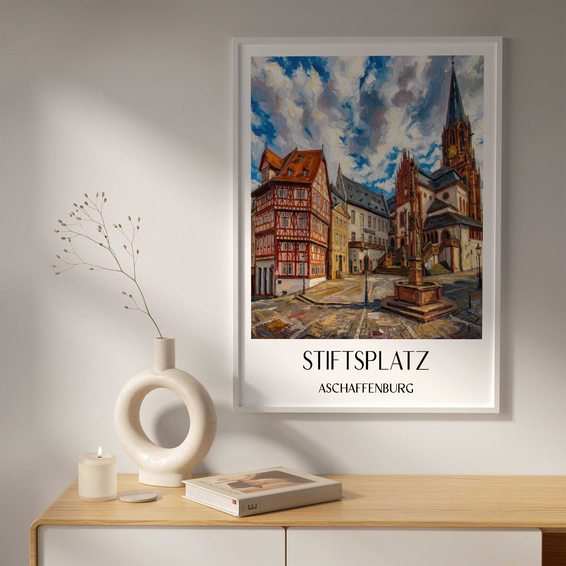 stiftsplatz-aschaffenburg-deutschland-poster-oil-painting-oelgemaelde