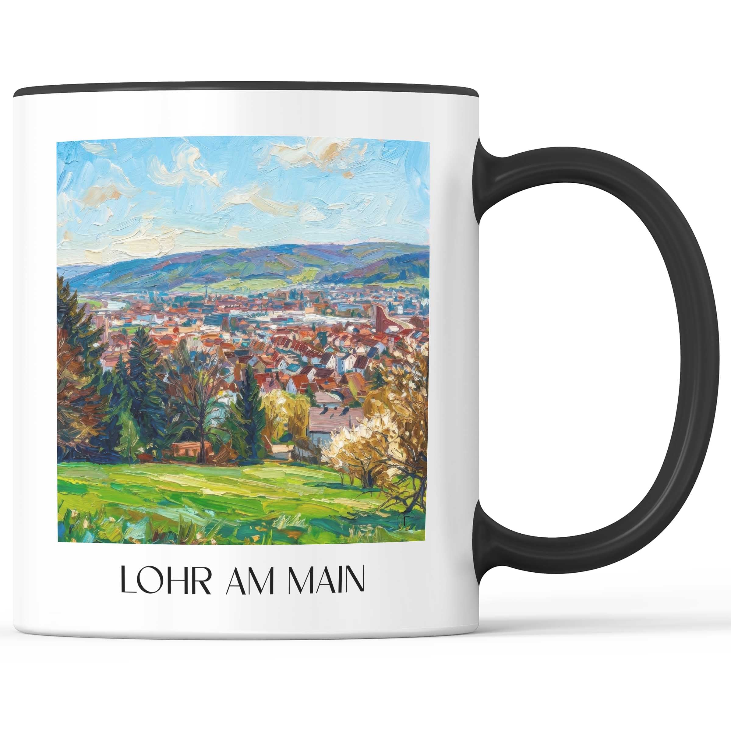 Lohr am Main Kaffeebecher - Unterfranken - Deutschland Becher - Kaffeetasse im Ölgemälde Stil