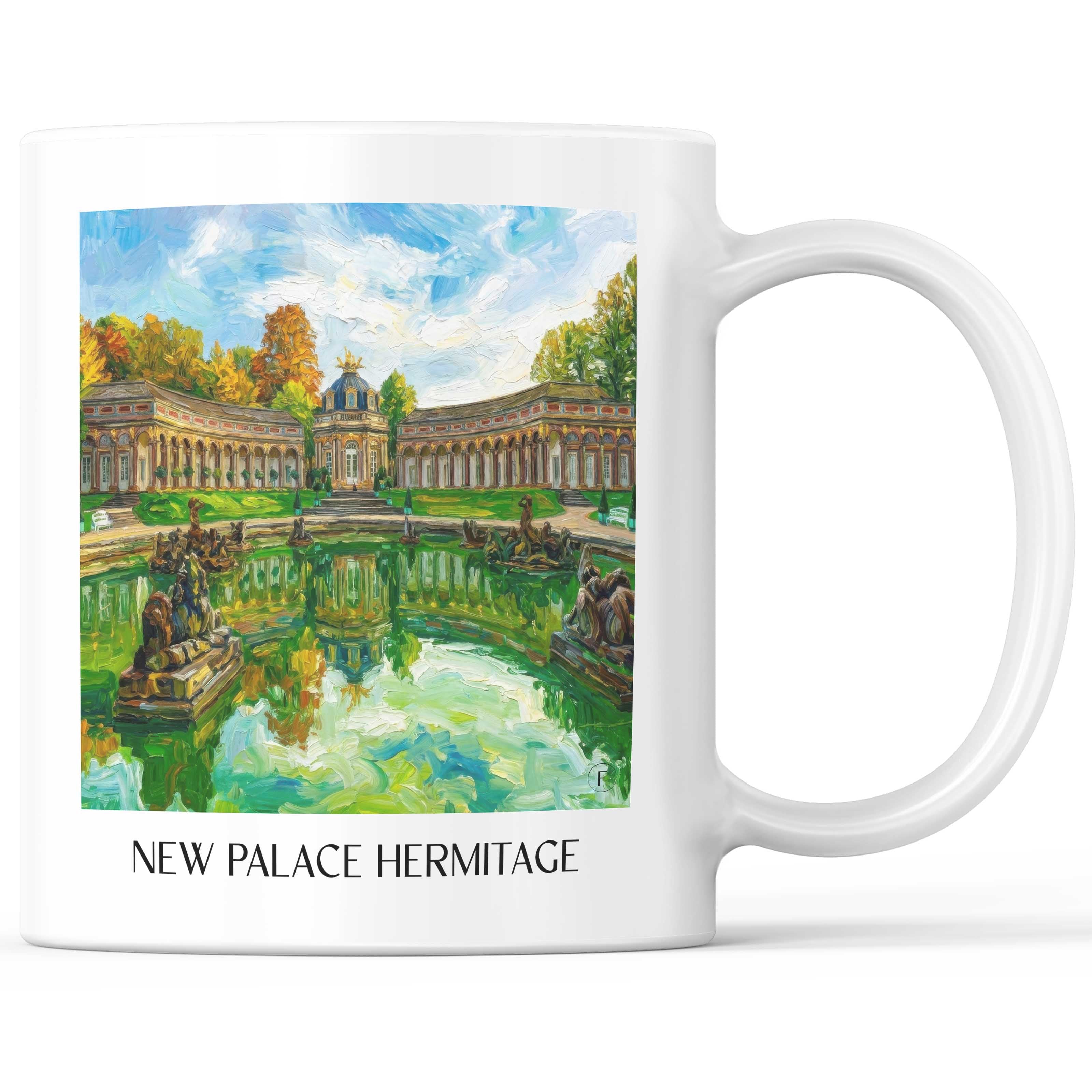 Neues Schloss Eremitage Kaffeebecher - Bayreuth - Deutschland Becher - Kaffeetasse im Ölgemälde Stil