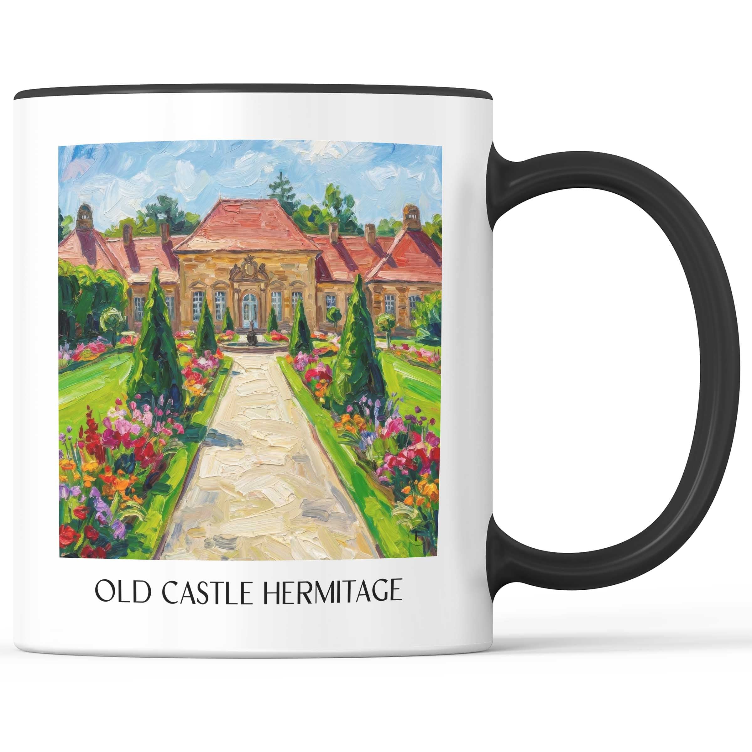 Altes Schloss Eremitage Kaffeebecher - Bayreuth - Deutschland Becher - Kaffeetasse im Ölgemälde Stil