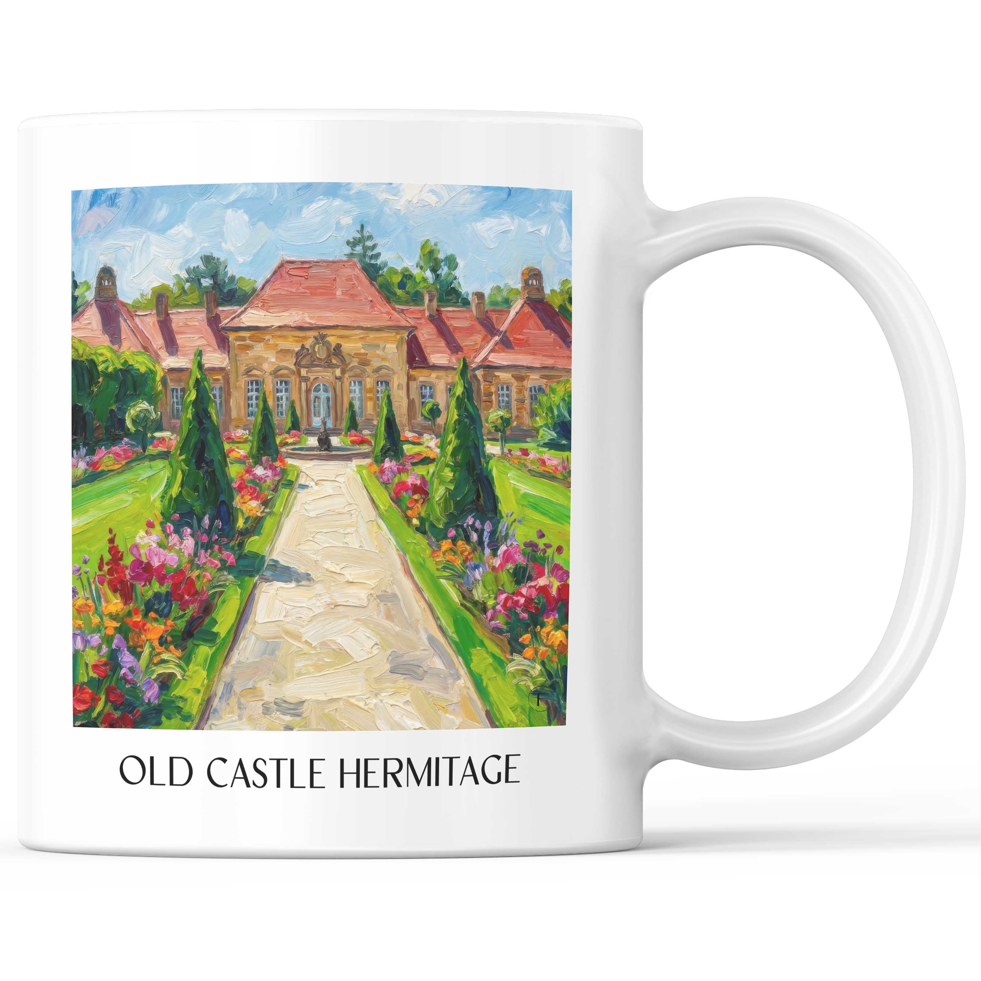 Altes Schloss Eremitage Kaffeebecher - Bayreuth - Deutschland Becher - Kaffeetasse im Ölgemälde Stil