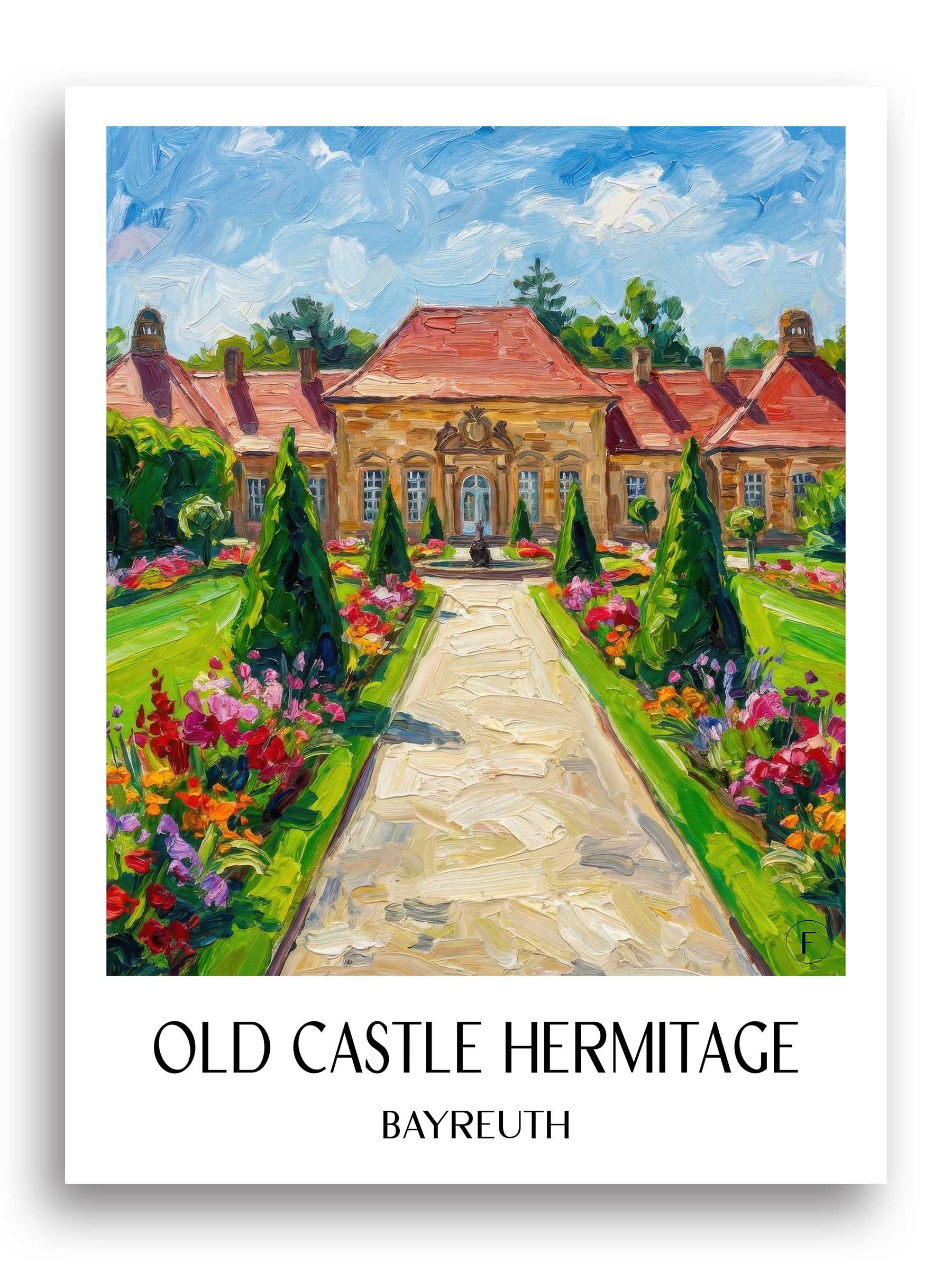 Altes Schloss Eremitage Poster - Bayreuth - Deutschland Kunstdruck - Ölgemälde von A4 bis A1