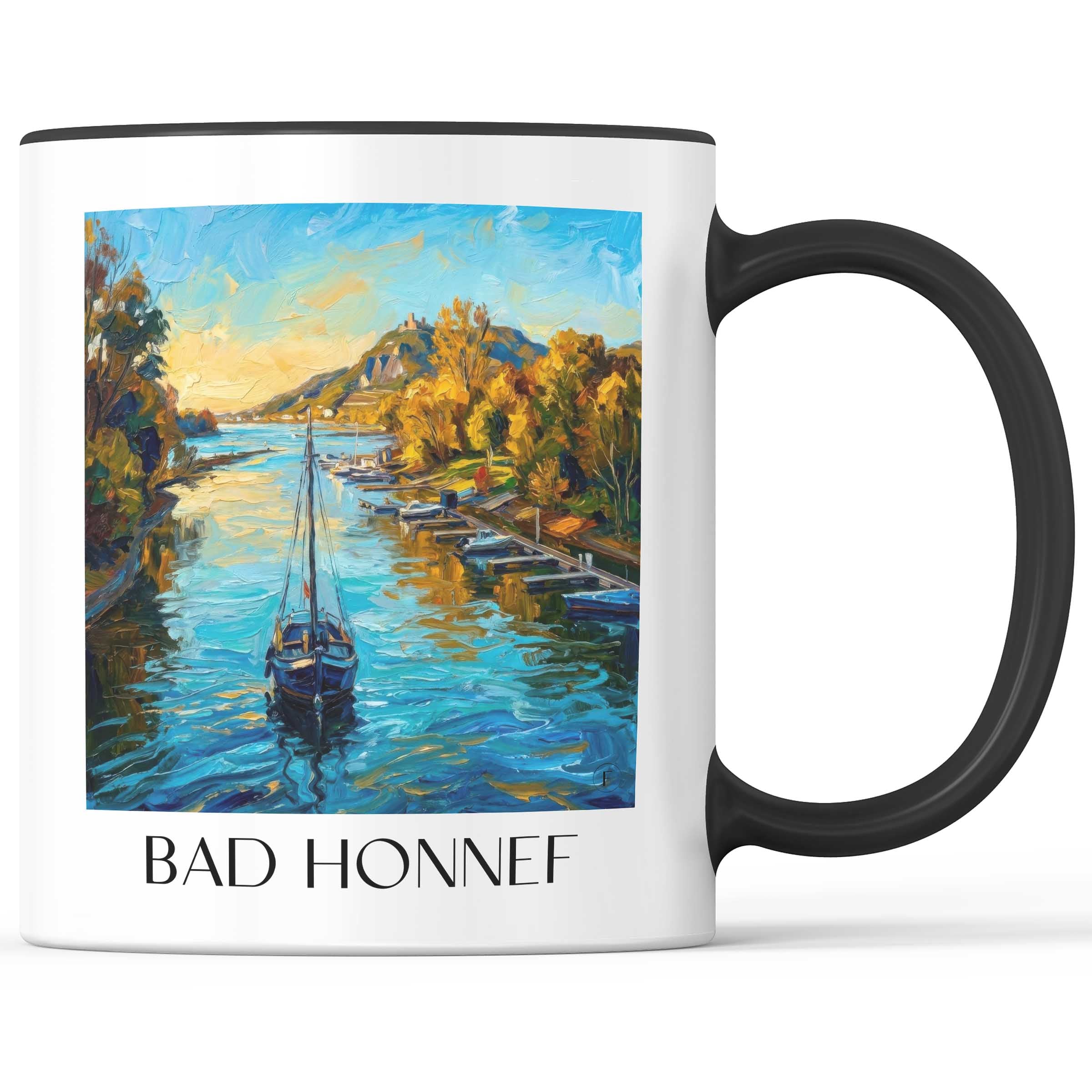 Bad Honnef Kaffeebecher - Rheinland - Deutschland Becher - Kaffeetasse im Ölgemälde Stil
