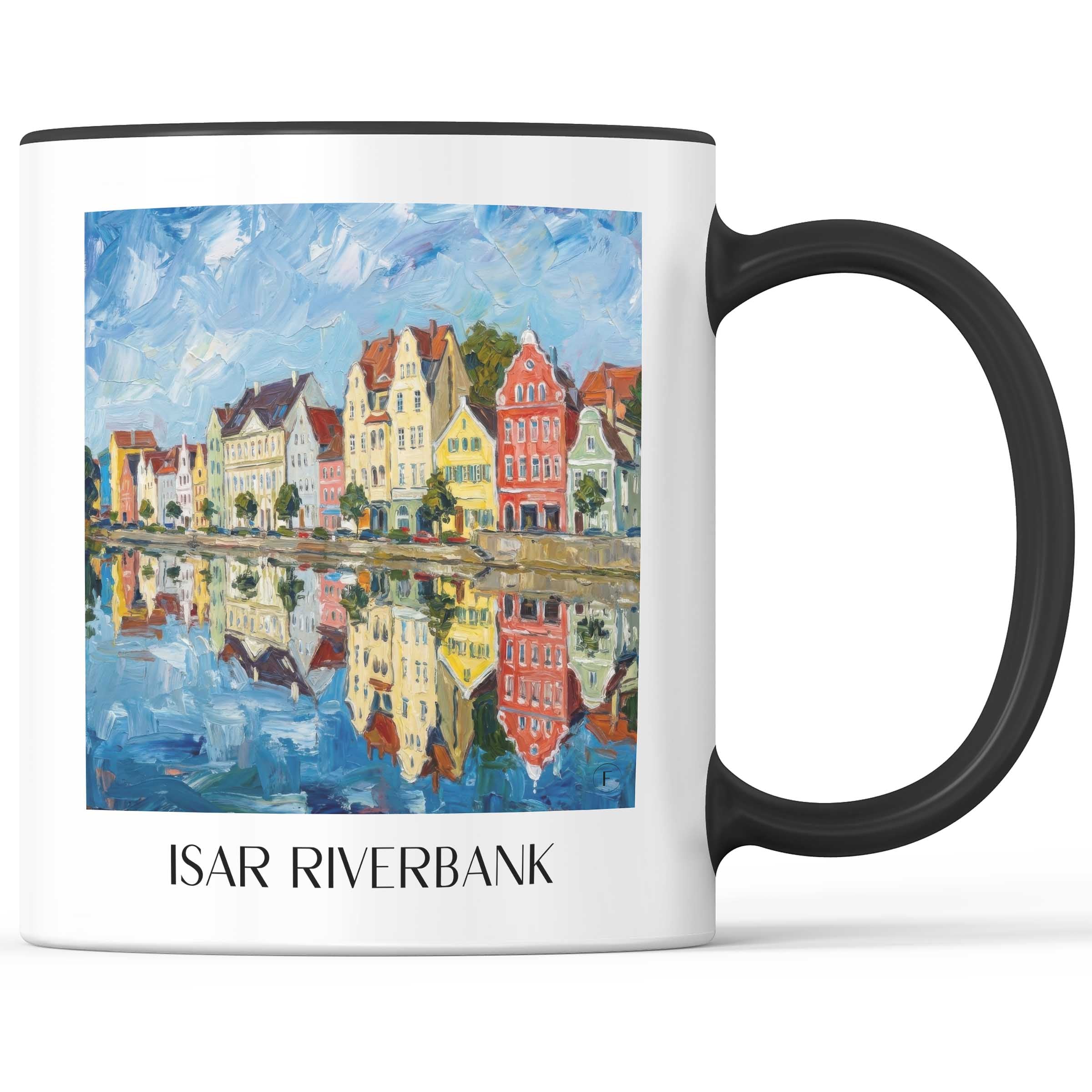 Isargestade Kaffeebecher - Landshut - Deutschland Becher - Kaffeetasse im Ölgemälde Stil