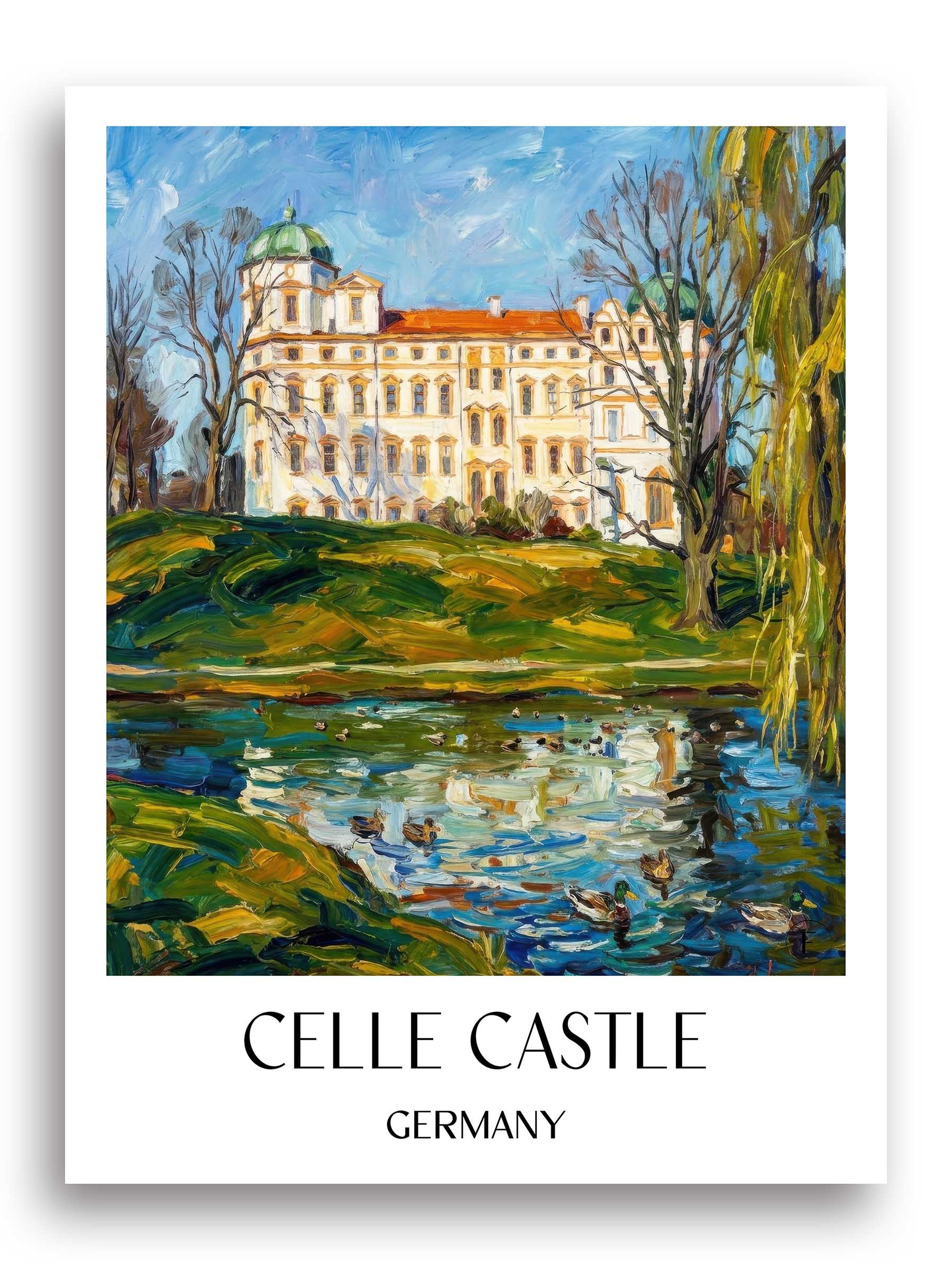 Schloss Celle Poster - Niedersachsen - Deutschland Kunstdruck - Ölgemälde von A4 bis A1