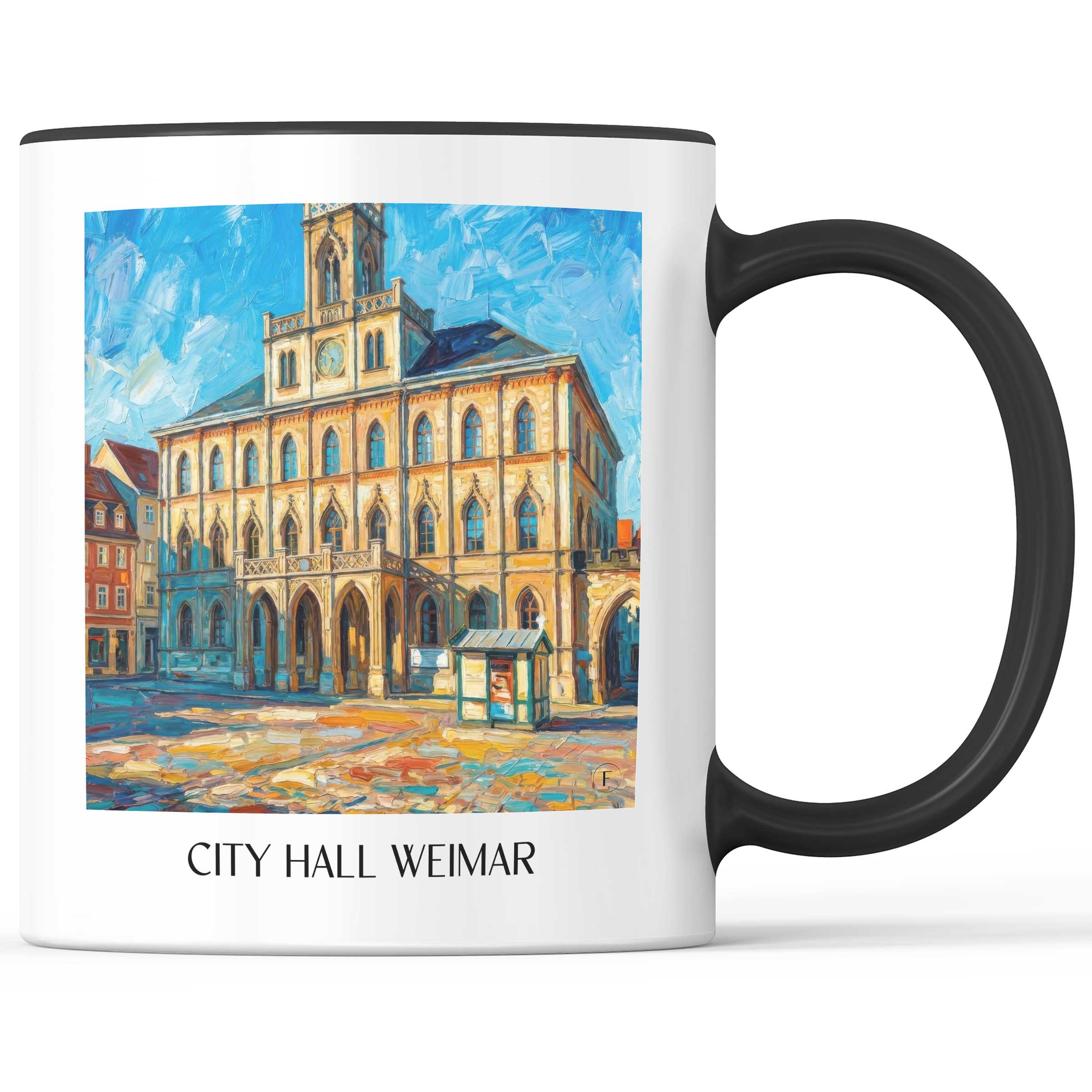 Rathaus Kaffeebecher - Weimar - Deutschland Becher - Kaffeetasse im Ölgemälde Stil