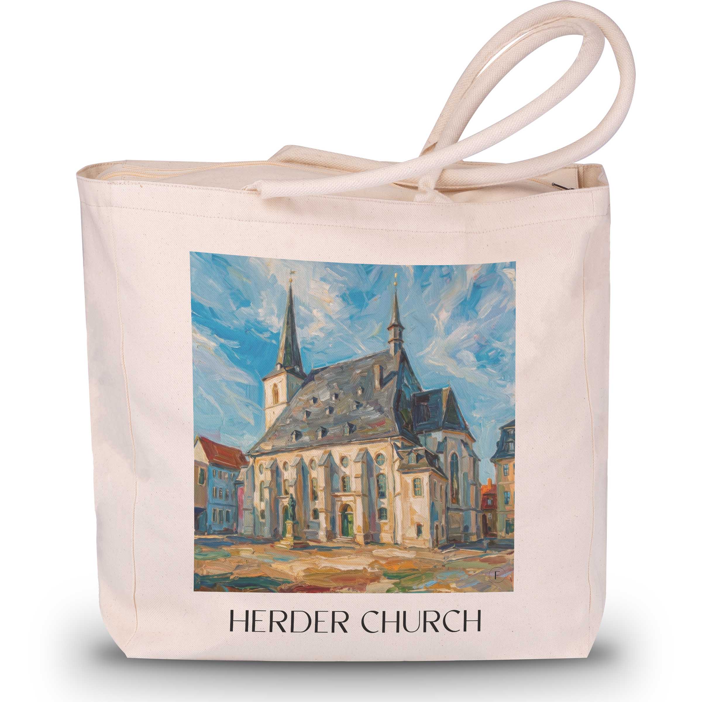 Herderkirche Shopping Tasche - Weimar - Deutschland Tote Bag - Einkaufstasche im Ölgemälde Stil