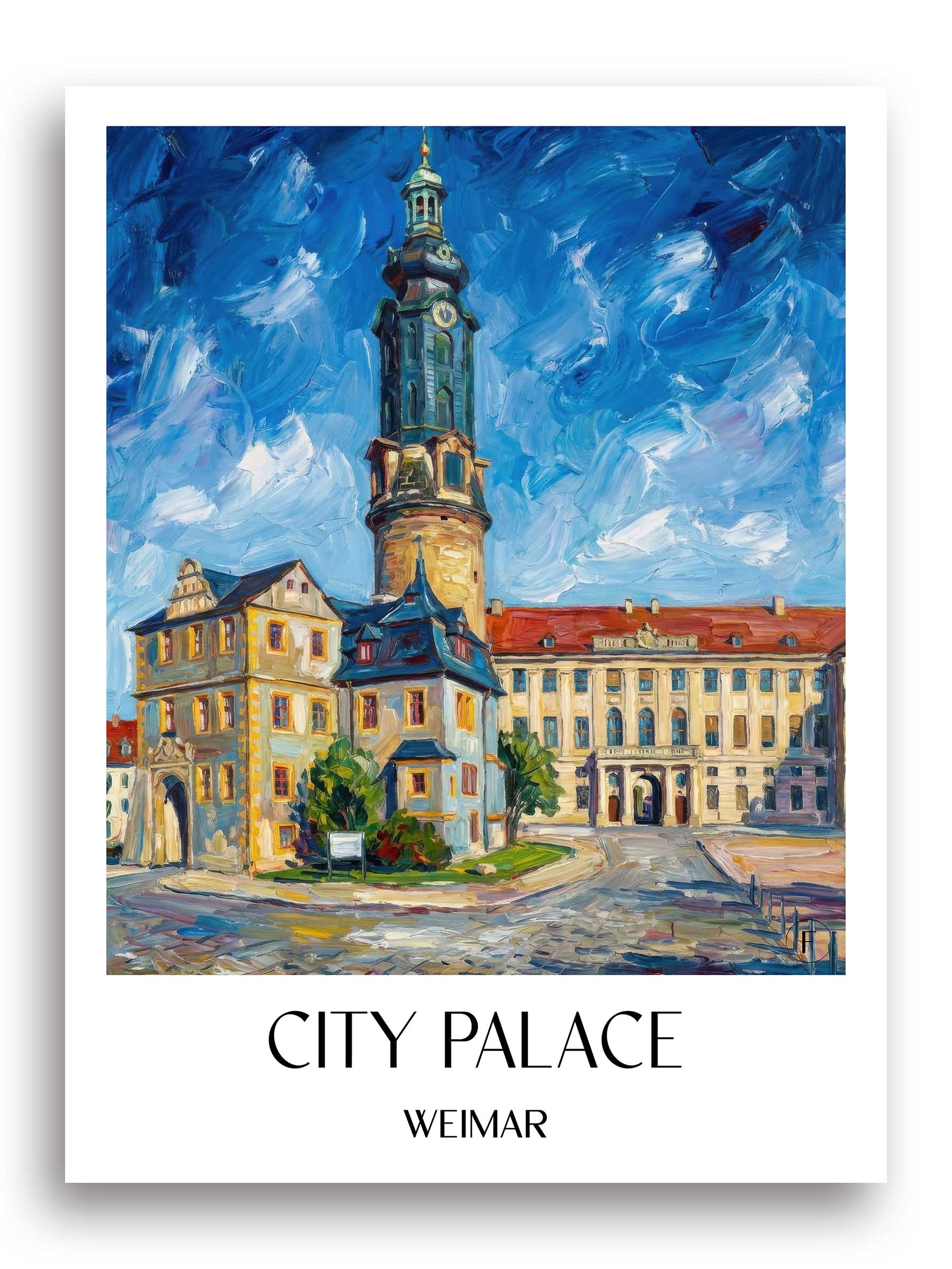Stadtschloss Poster - Weimar - Deutschland Kunstdruck - Ölgemälde von A4 bis A1