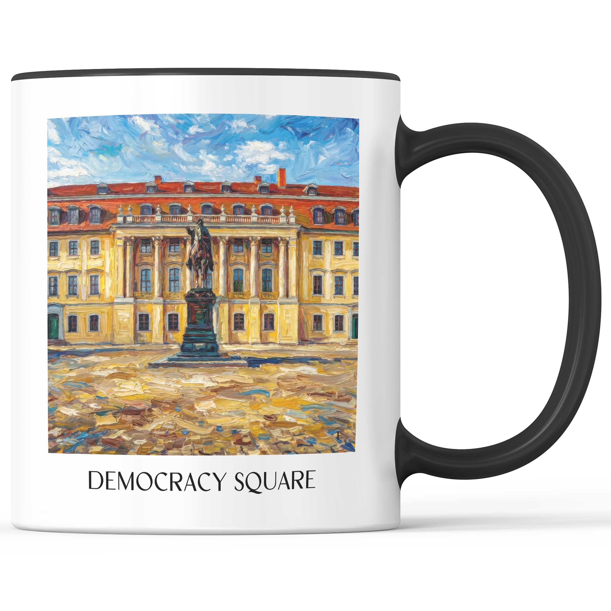 Platz der Demokratie Kaffeebecher - Weimar - Deutschland Becher - Kaffeetasse im Ölgemälde Stil