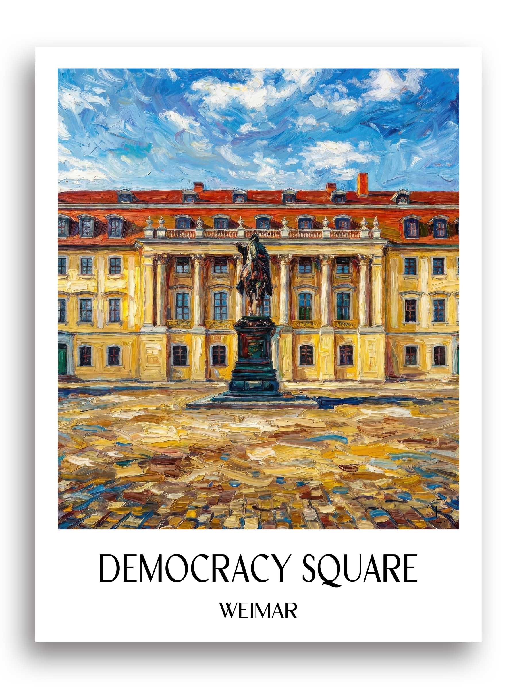 Platz der Demokratie Poster - Weimar - Deutschland Kunstdruck - Ölgemälde von A4 bis A1