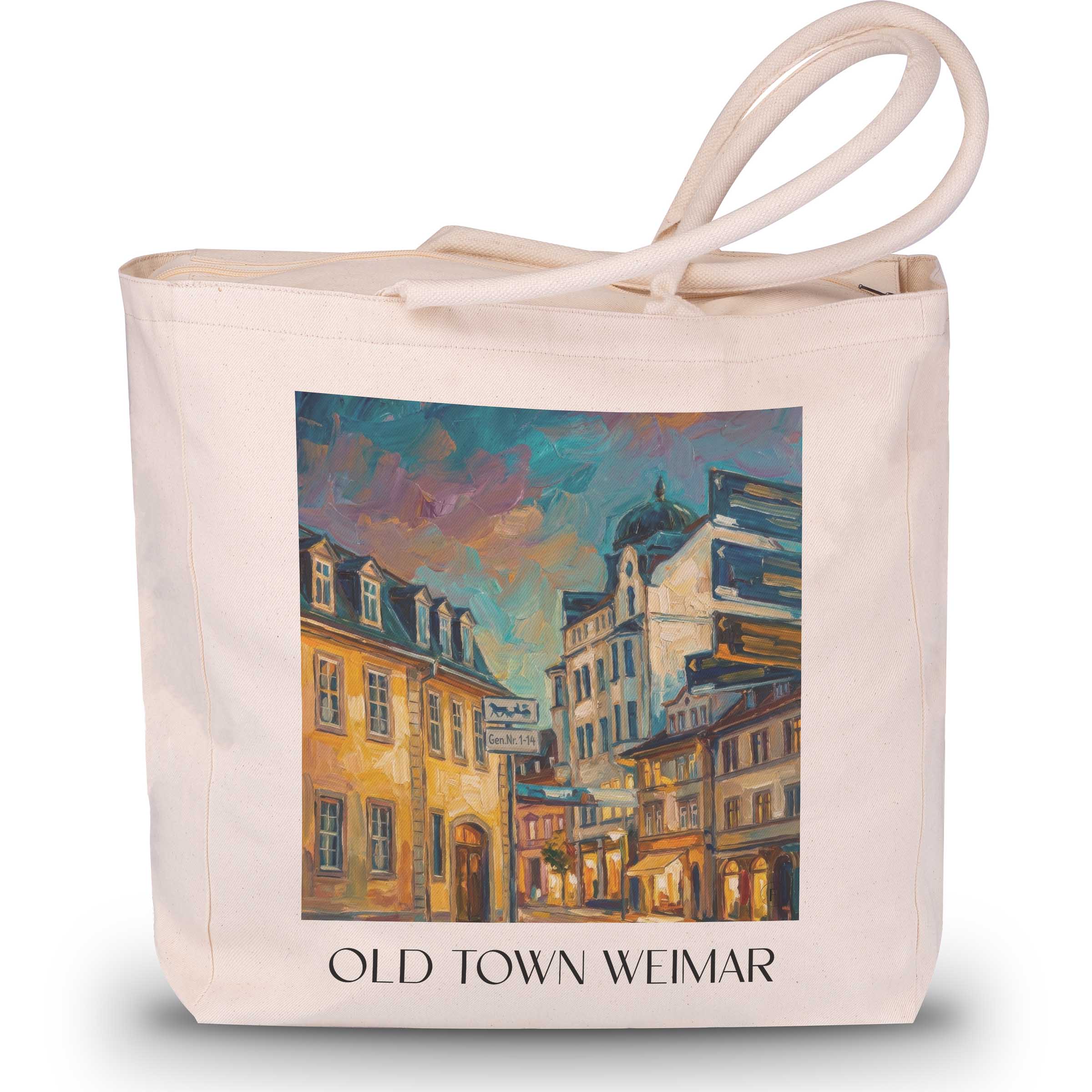 Altstadt Shopping Tasche - Weimar - Deutschland Tote Bag - Einkaufstasche im Ölgemälde Stil