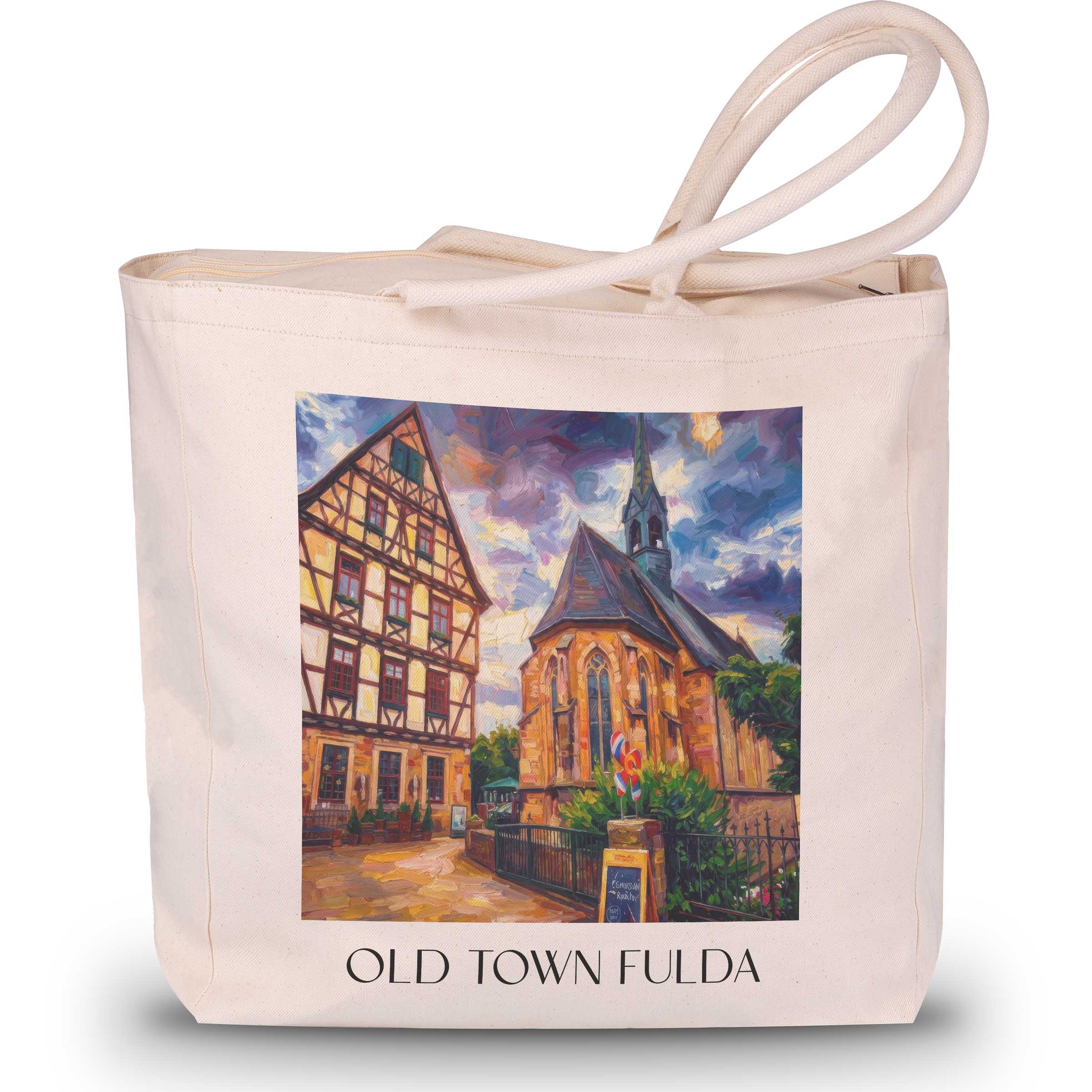 Altstadt Shopping Tasche - Fulda - Deutschland Tote Bag - Einkaufstasche im Ölgemälde Stil