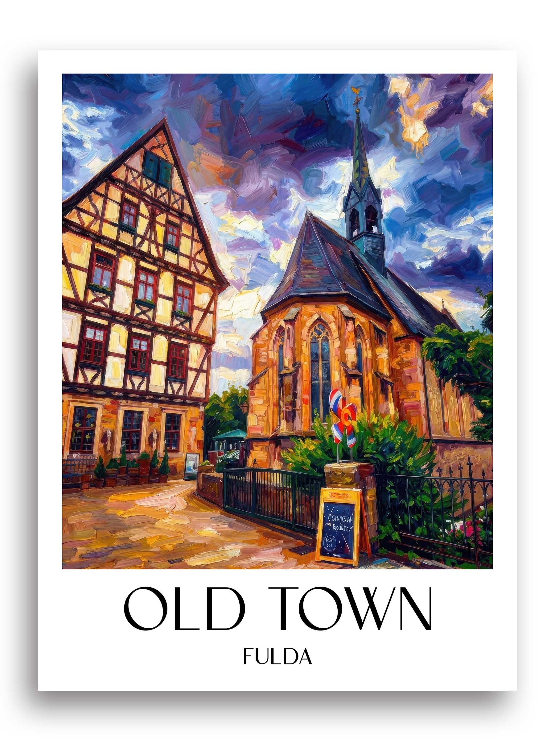 Altstadt Poster - Fulda - Deutschland Kunstdruck - Ölgemälde von A4 bis A1