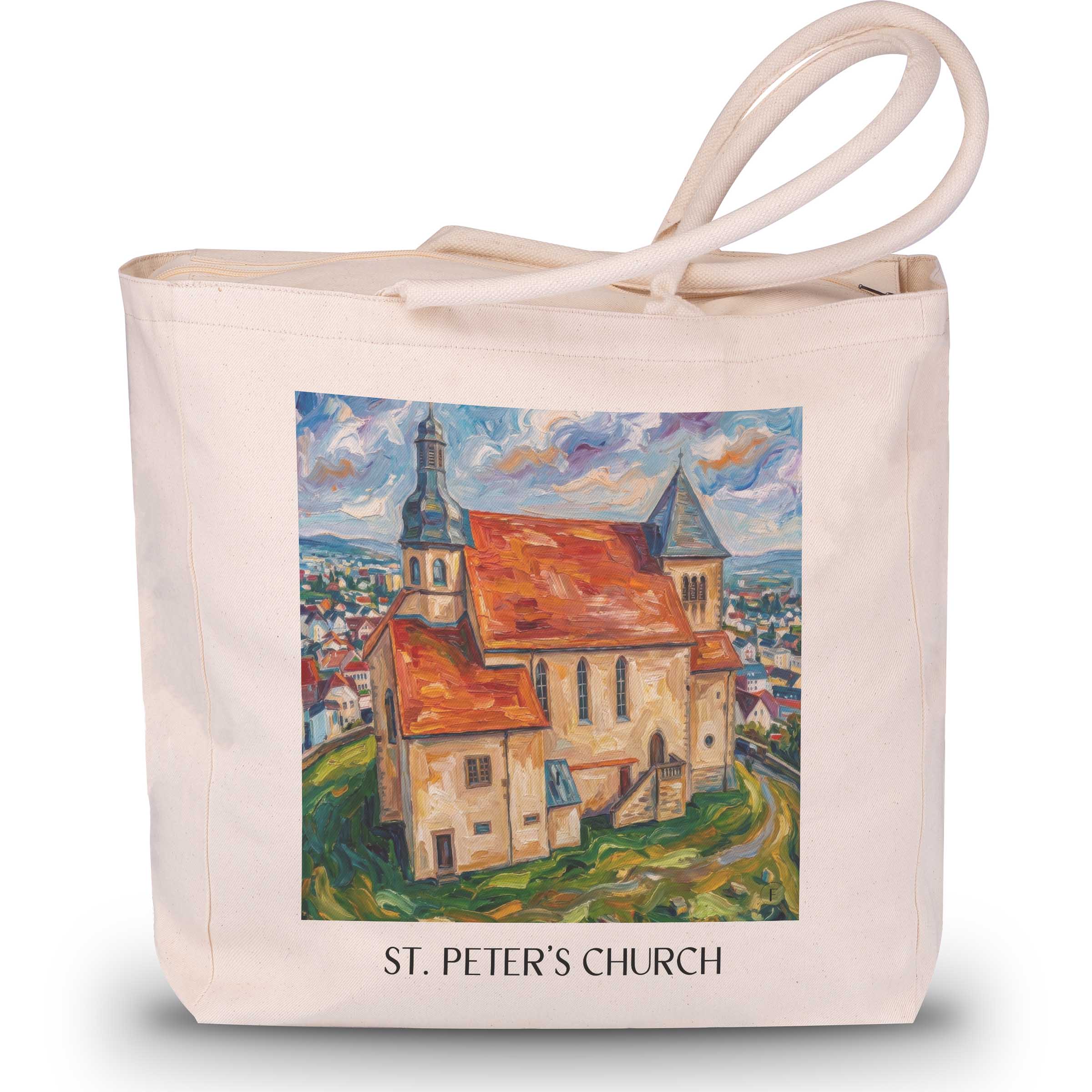 Kirche St. Peter Shopping Tasche - Fulda - Deutschland Tote Bag - Einkaufstasche im Ölgemälde Stil