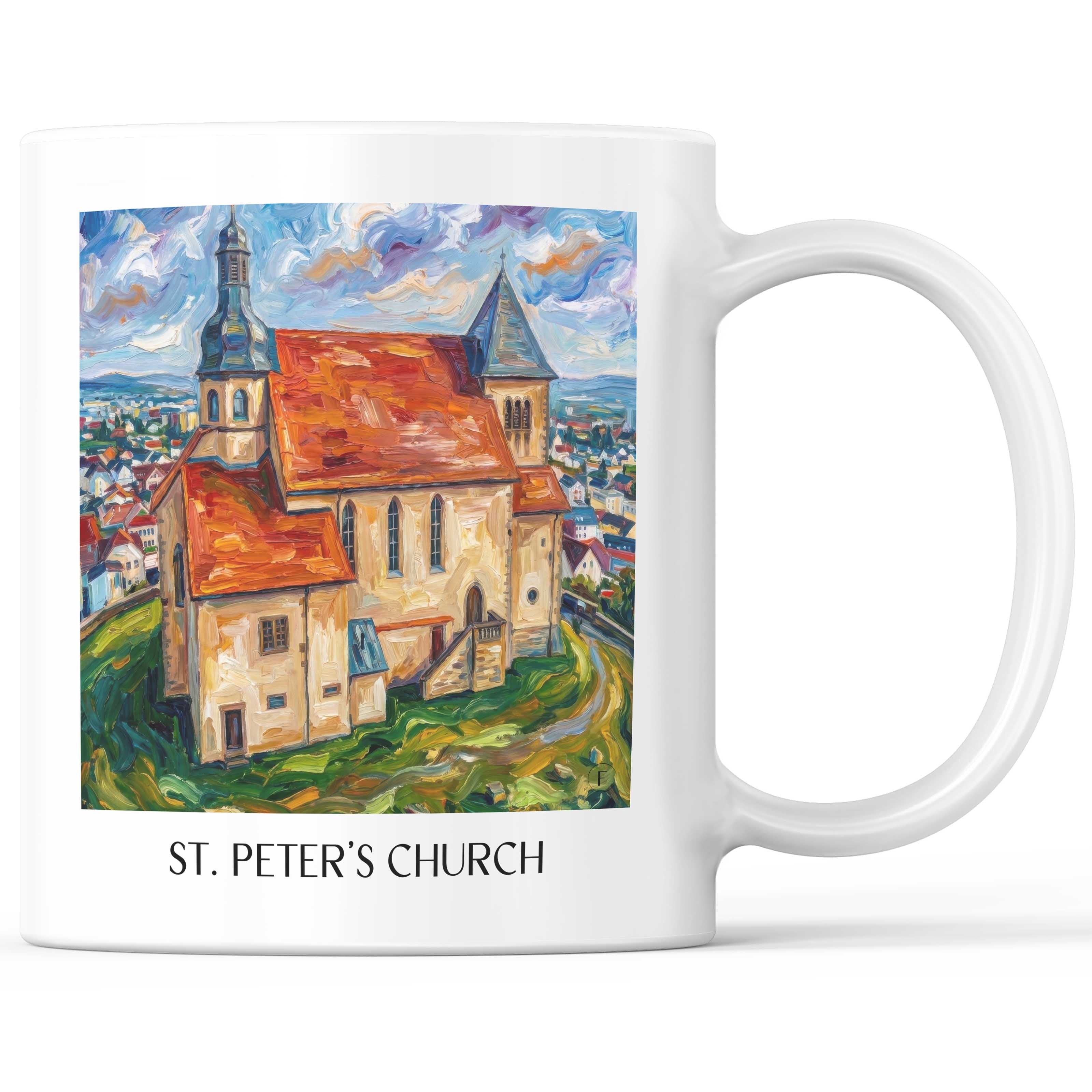 Kirche St. Peter Kaffeebecher - Fulda - Deutschland Becher - Kaffeetasse im Ölgemälde Stil